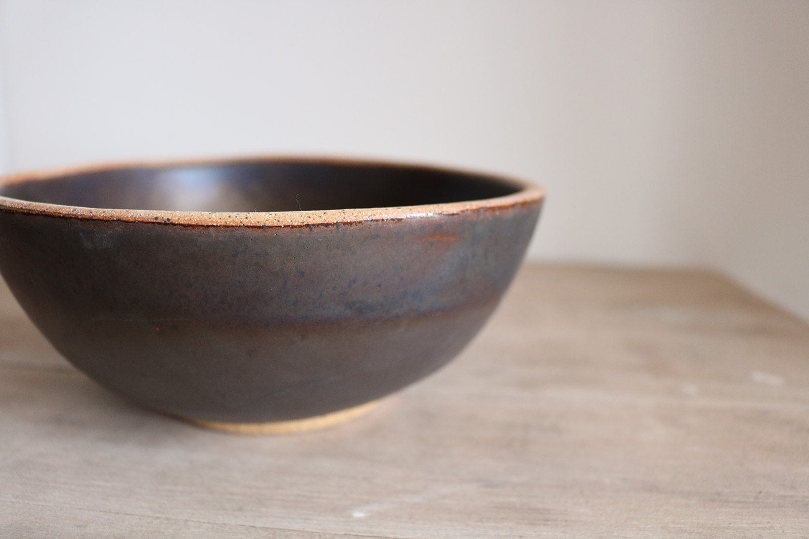 KJ Pottery Bowl Brown Metal / Glazed Rim Cereal Bowl