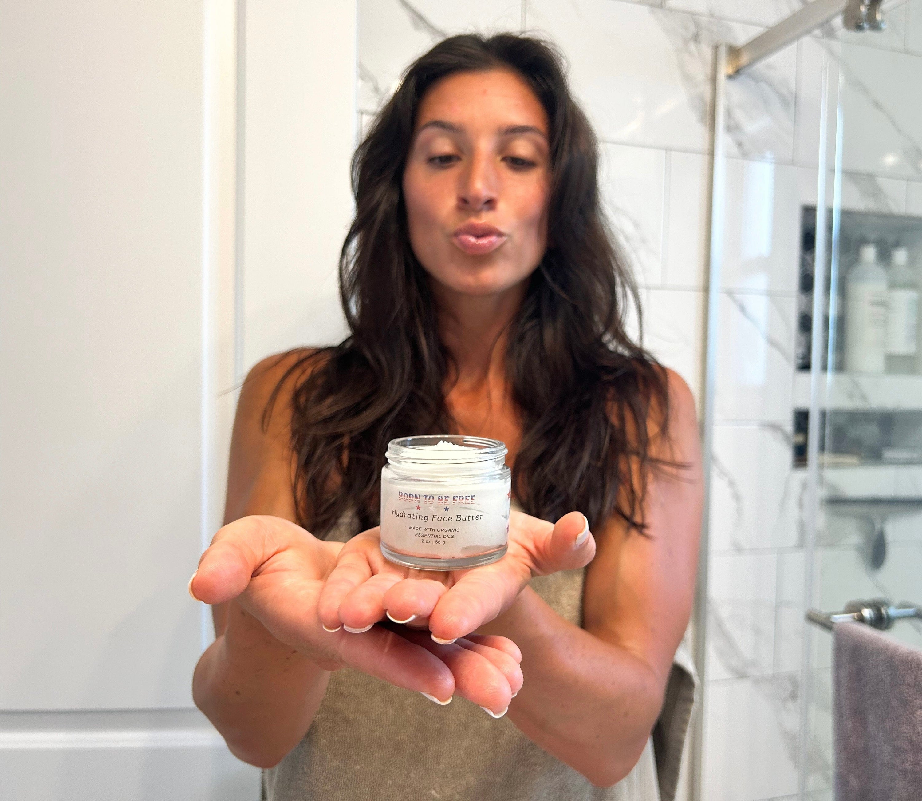 Born To Be Free Face cream 2 oz Glass Jar Hydrating Face Butter with Essential Oils