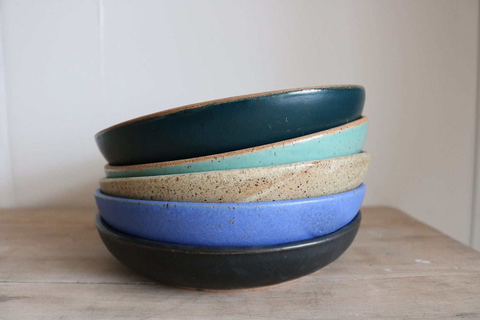KJ Pottery Bowl Teal Green / Glazed Rim Pasta Bowl
