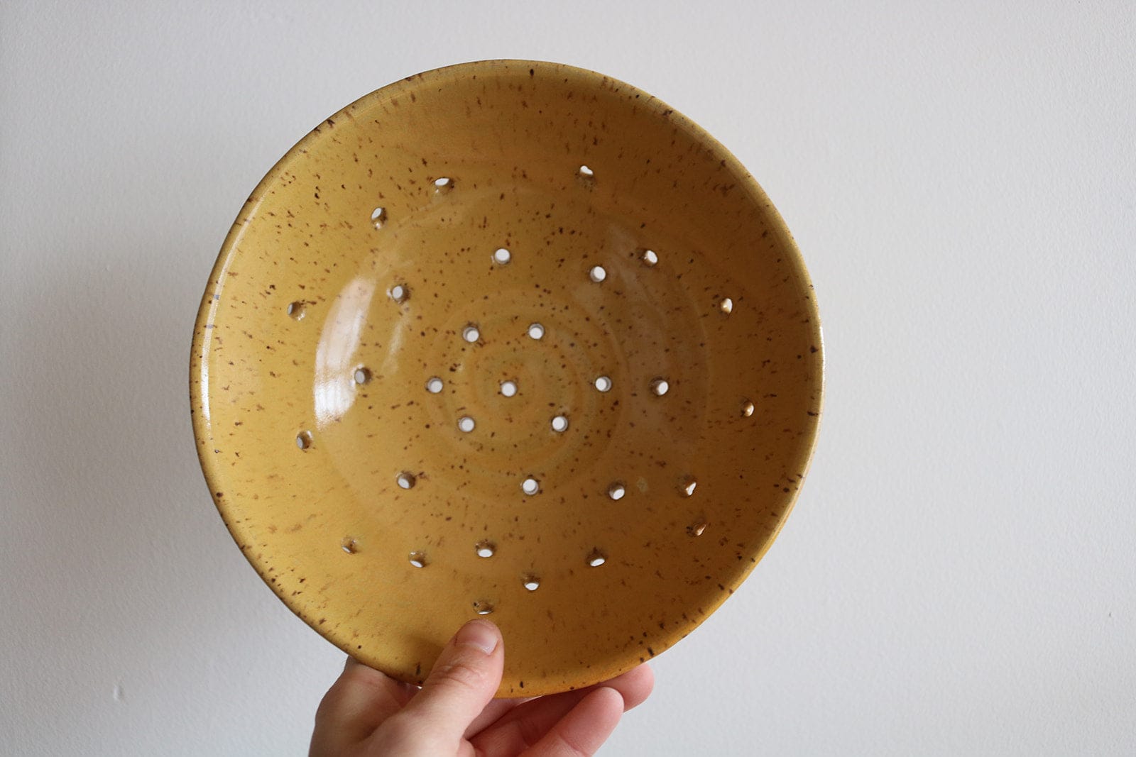 KJ Pottery Bowl Mustard Yellow / Glazed Rim Berry Bowl