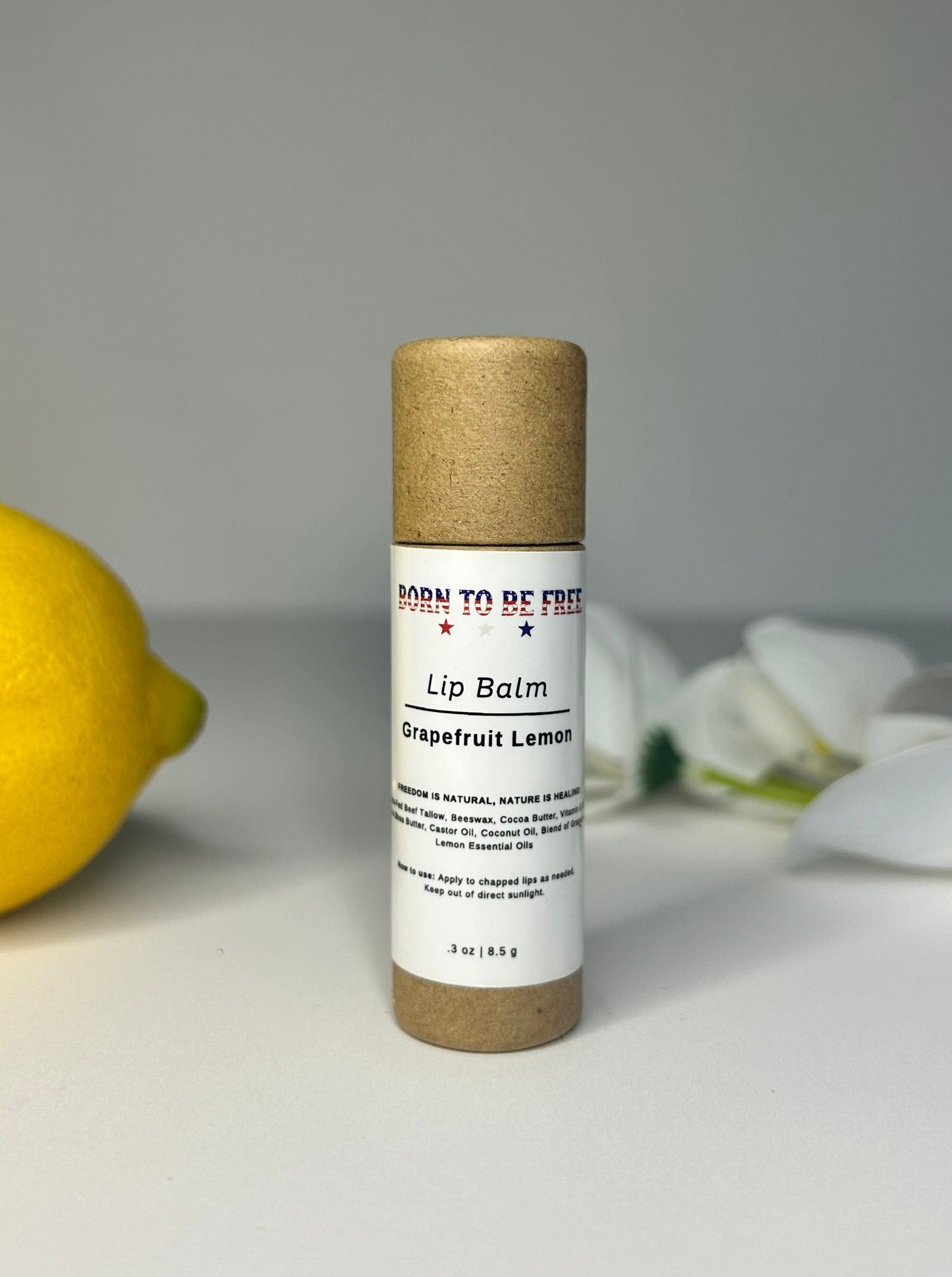 Born To Be Free Lip Balm 2-Pack (2 × .3 oz Push-Up Tubes) Grapefruit Lemon Lip Balm