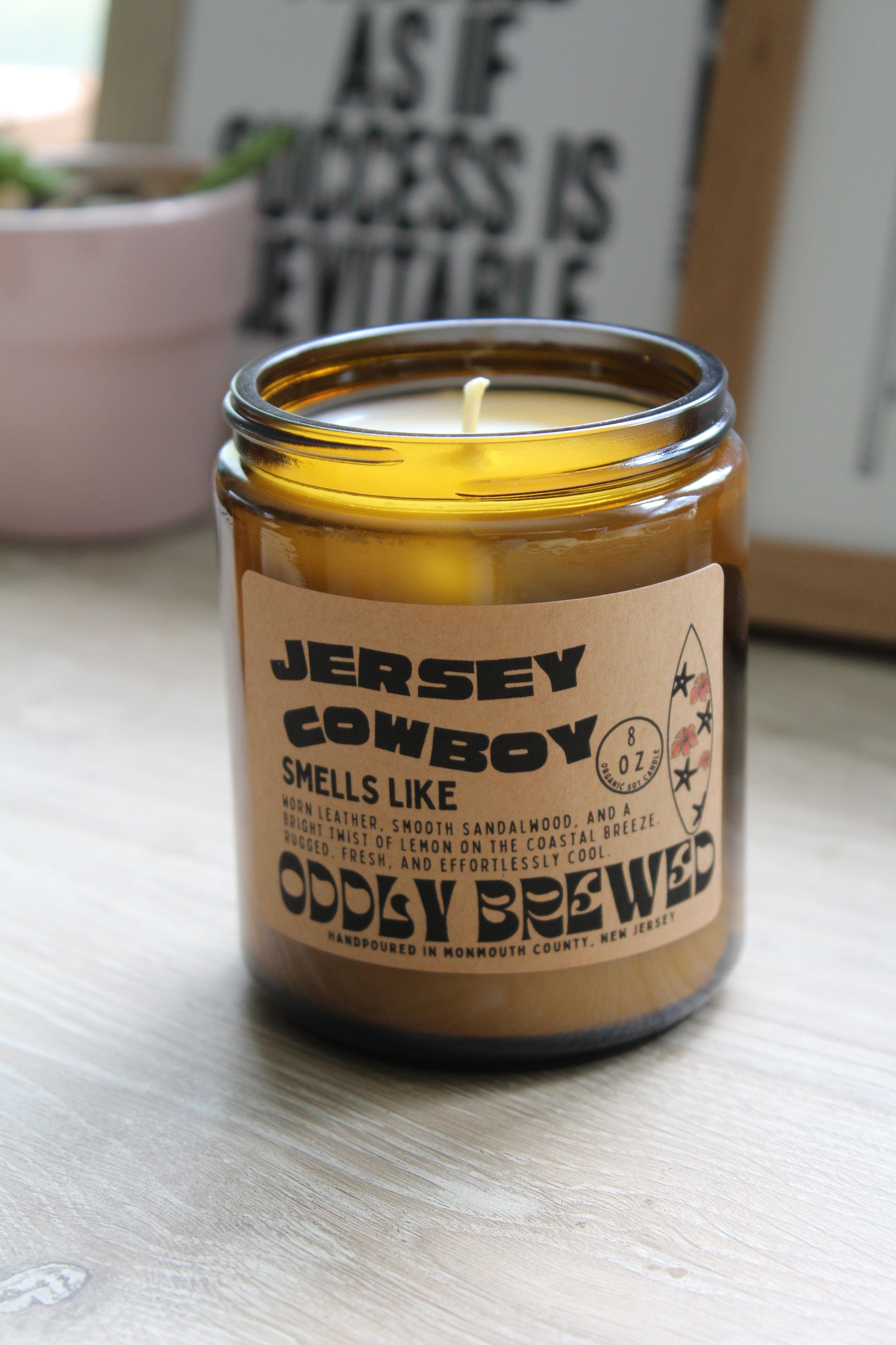 Oddly Brewed Candles Jersey Cowboy soy candle