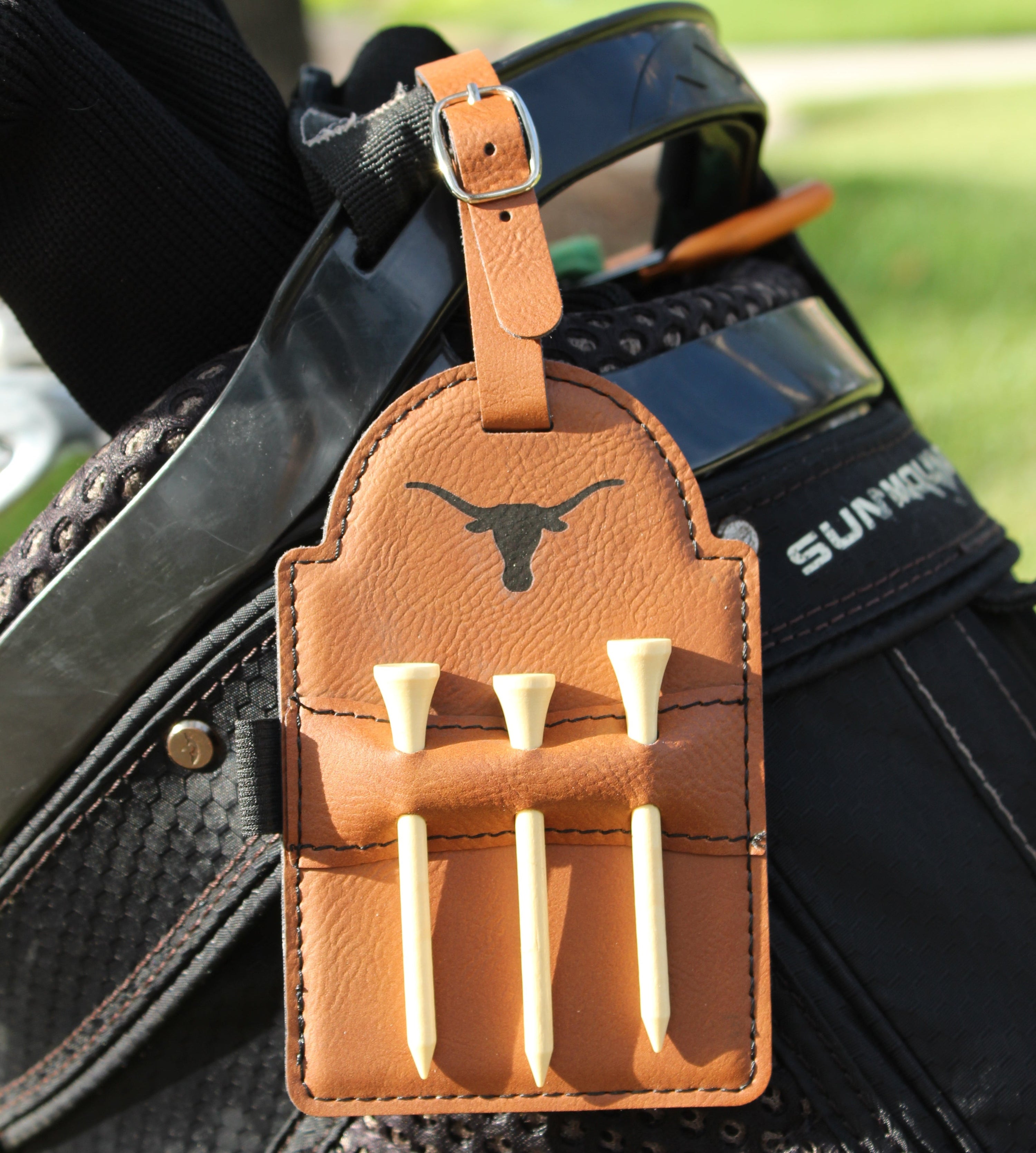 Texas Longhorn Leather Golf Tee Holder