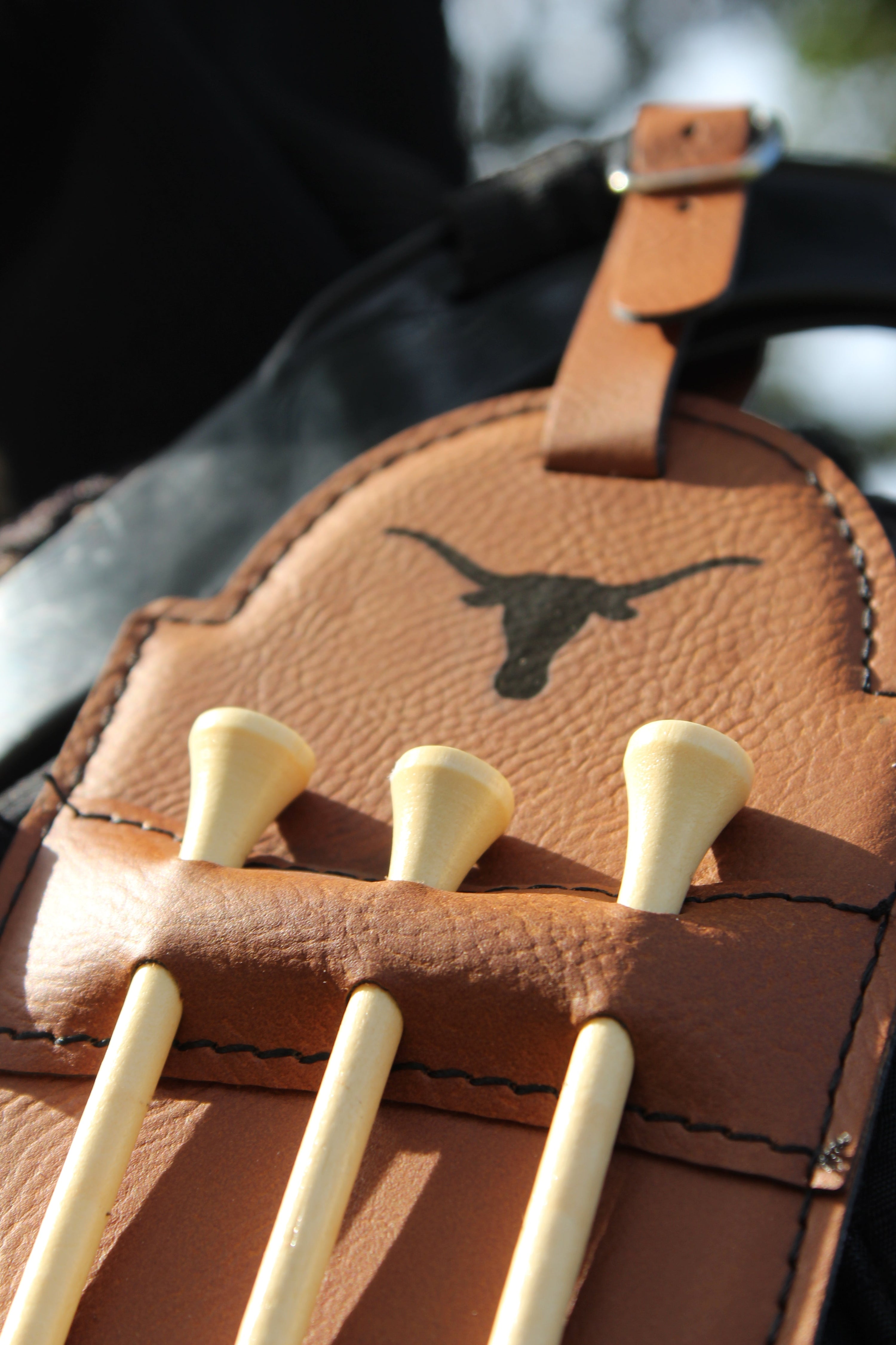 Texas Longhorn Leather Golf Tee Holder