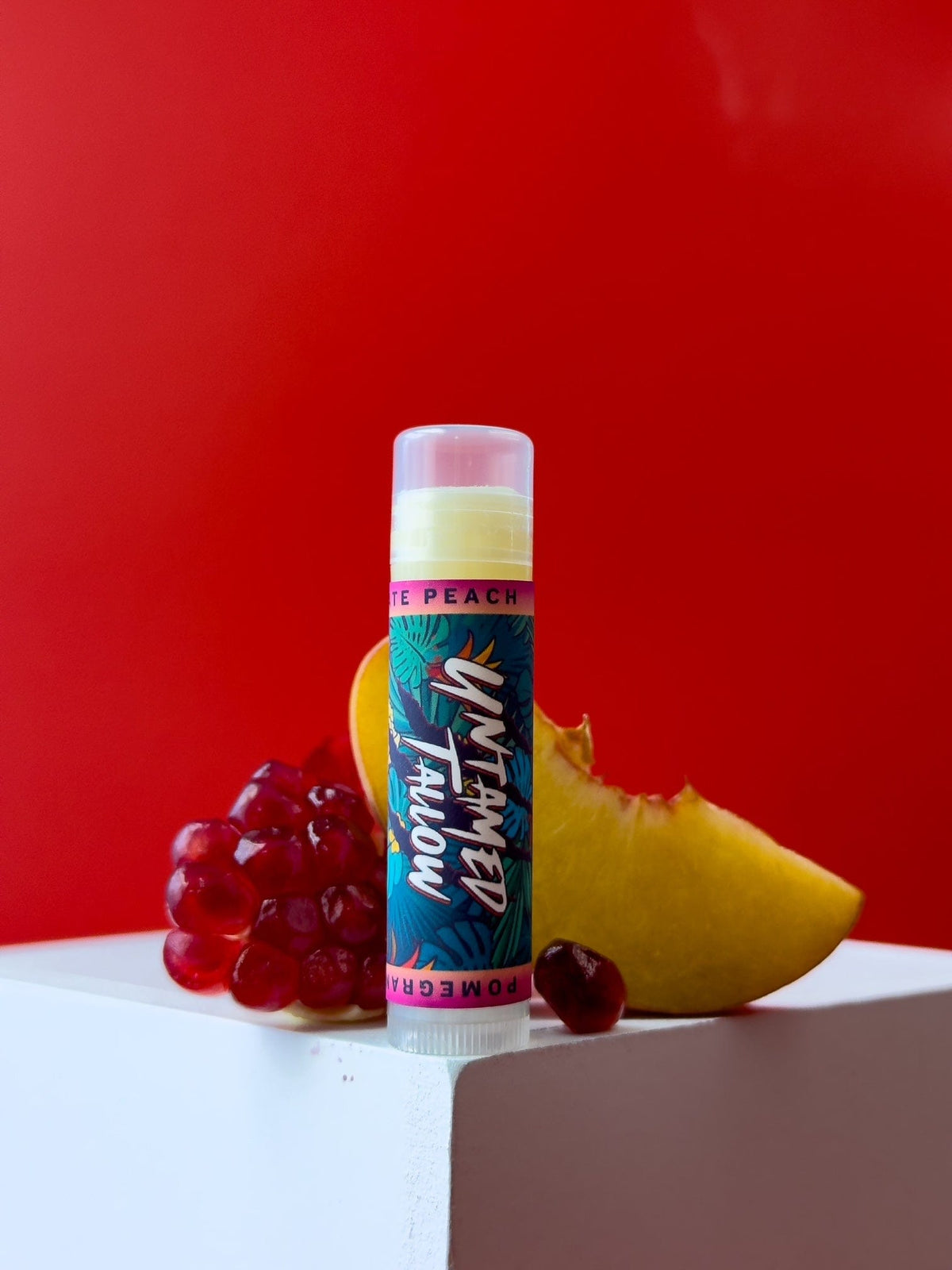 Untamed Tallow Skin Care Pomegranate Peach Signature Tallow Lip Balm - 6x Flavor Options