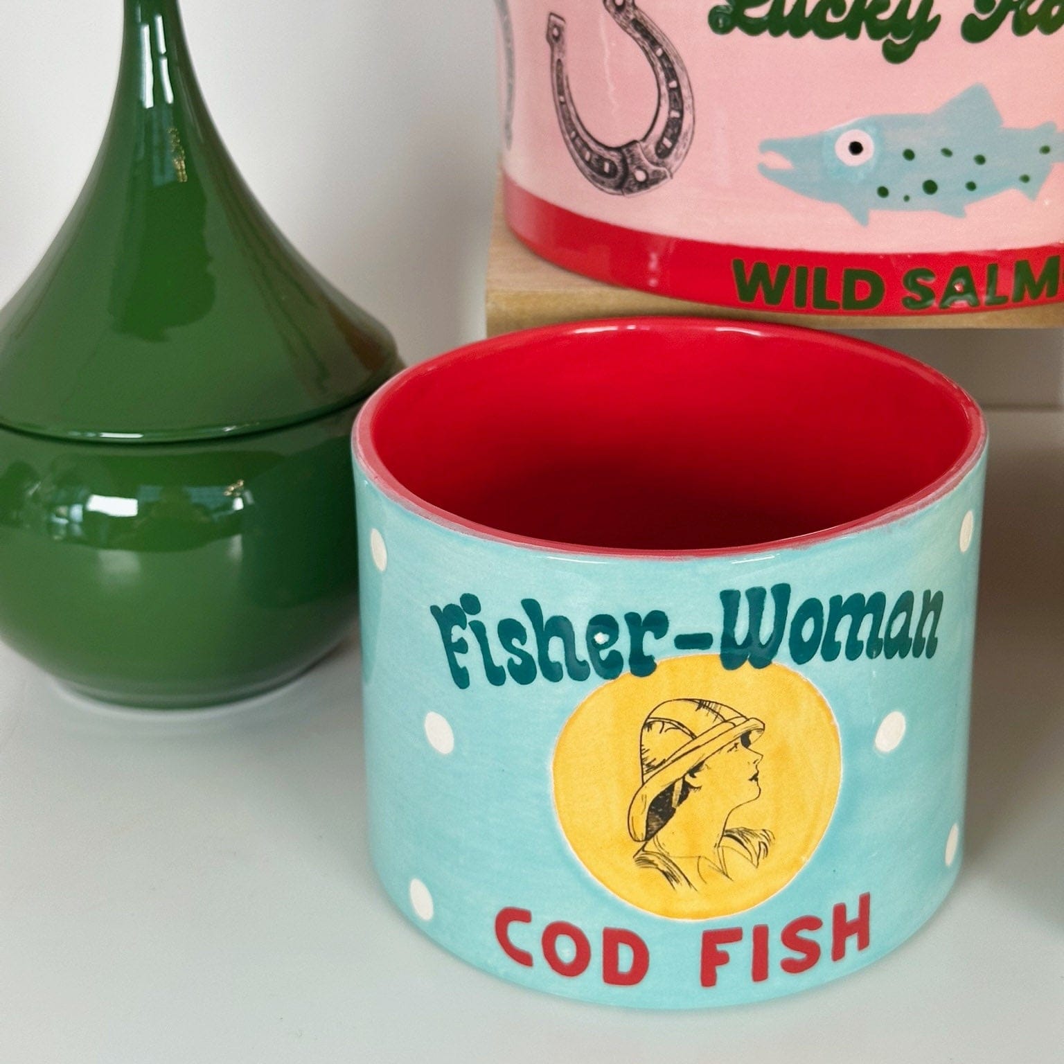 Ruby Clay Company "Canned" Cod Fish Vase