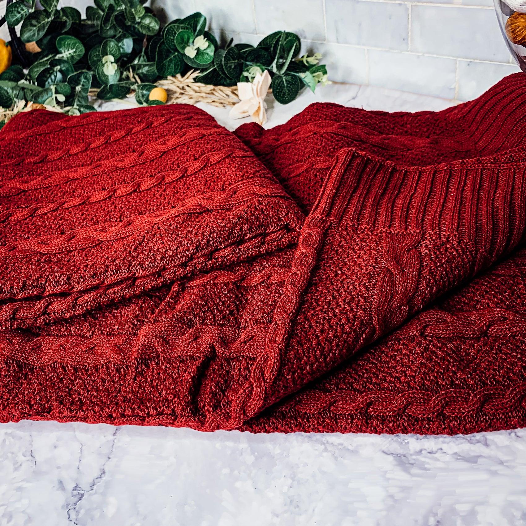 Gia Roma Throw Blanket Claret Knit Sweater Throw