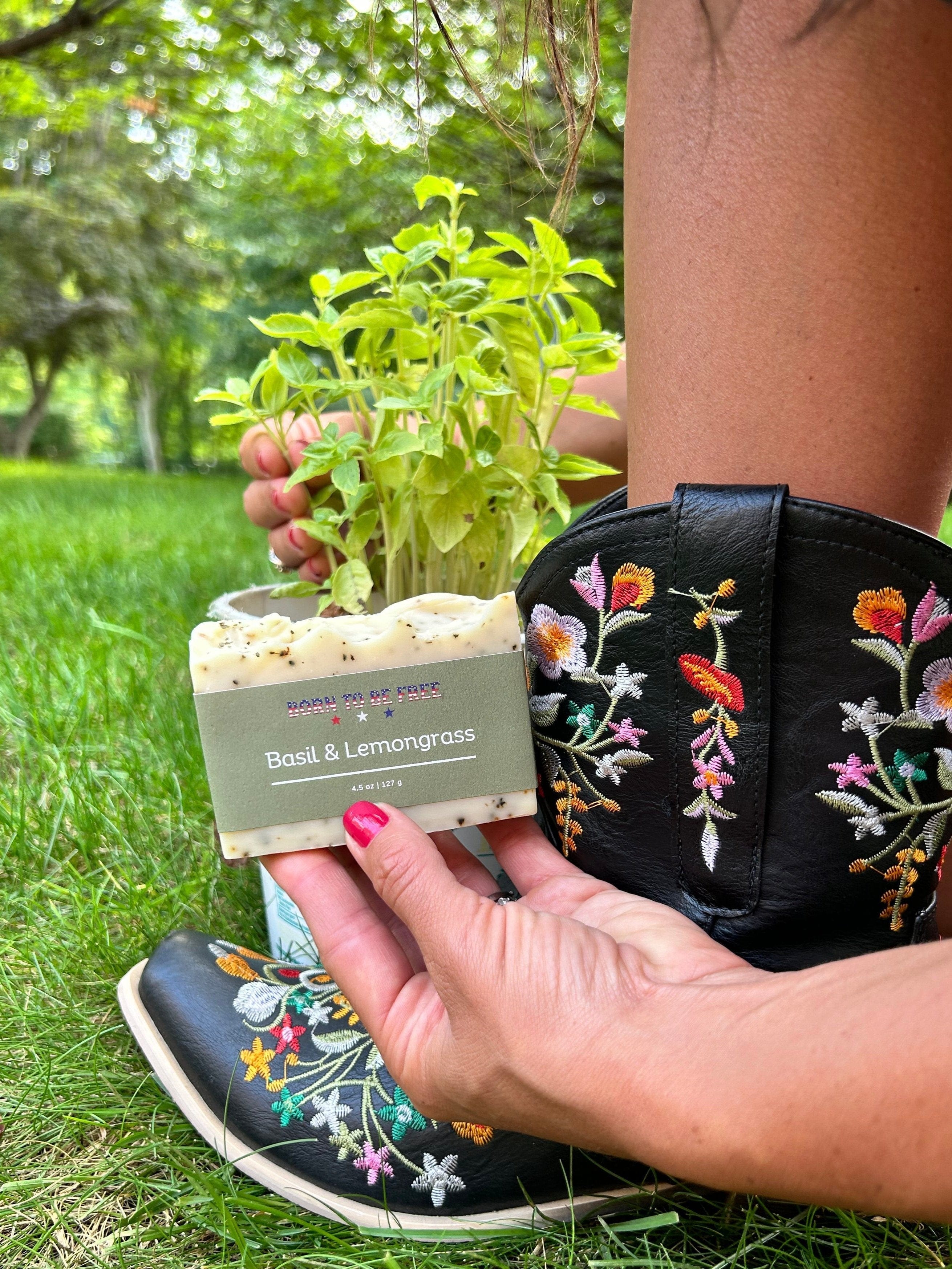 Born To Be Free soap Basil & Lemongrass Tallow Soap Bar