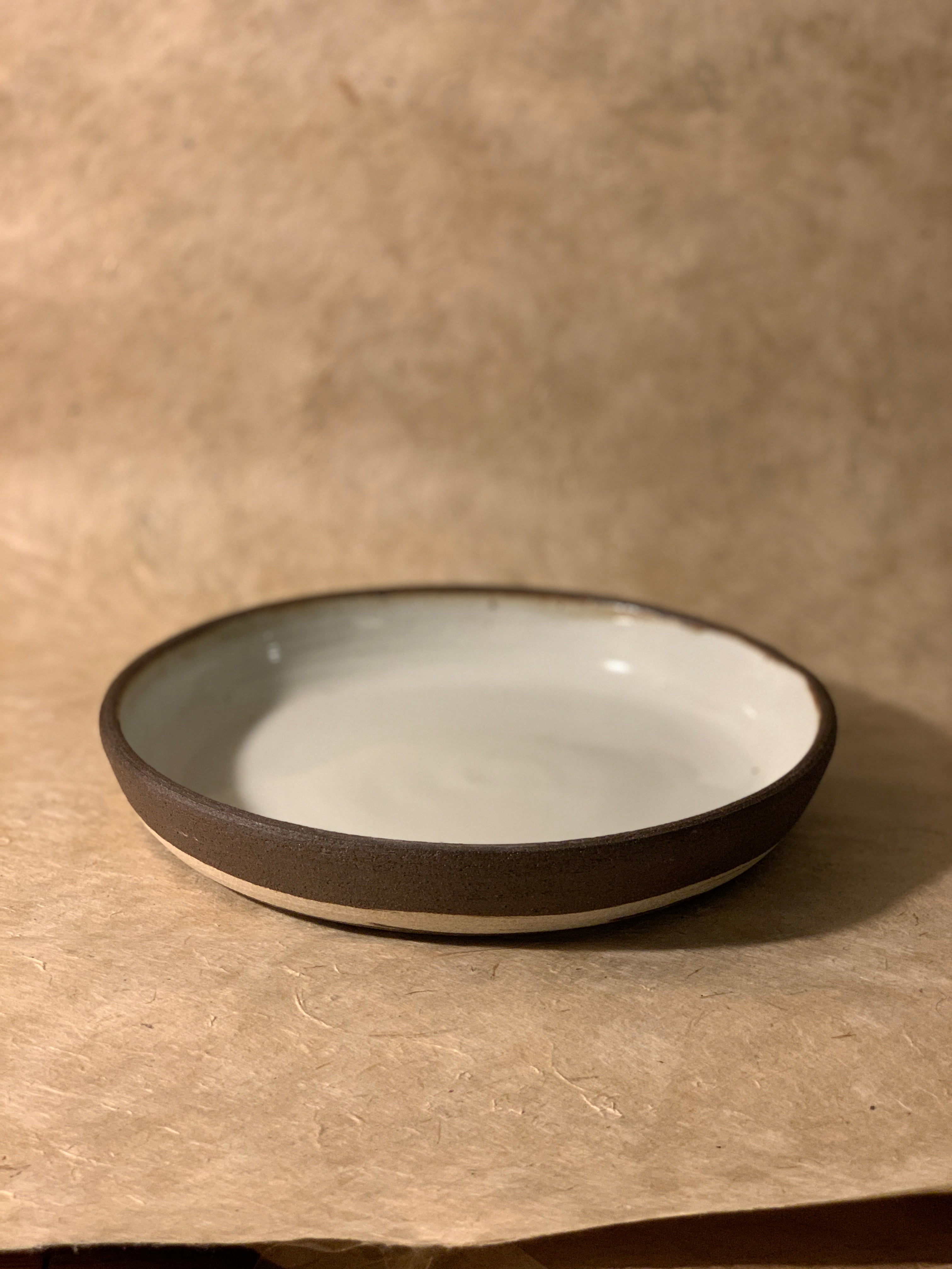 9.5" Dark Brown and White Marbled Ceramic Coupe Bowl