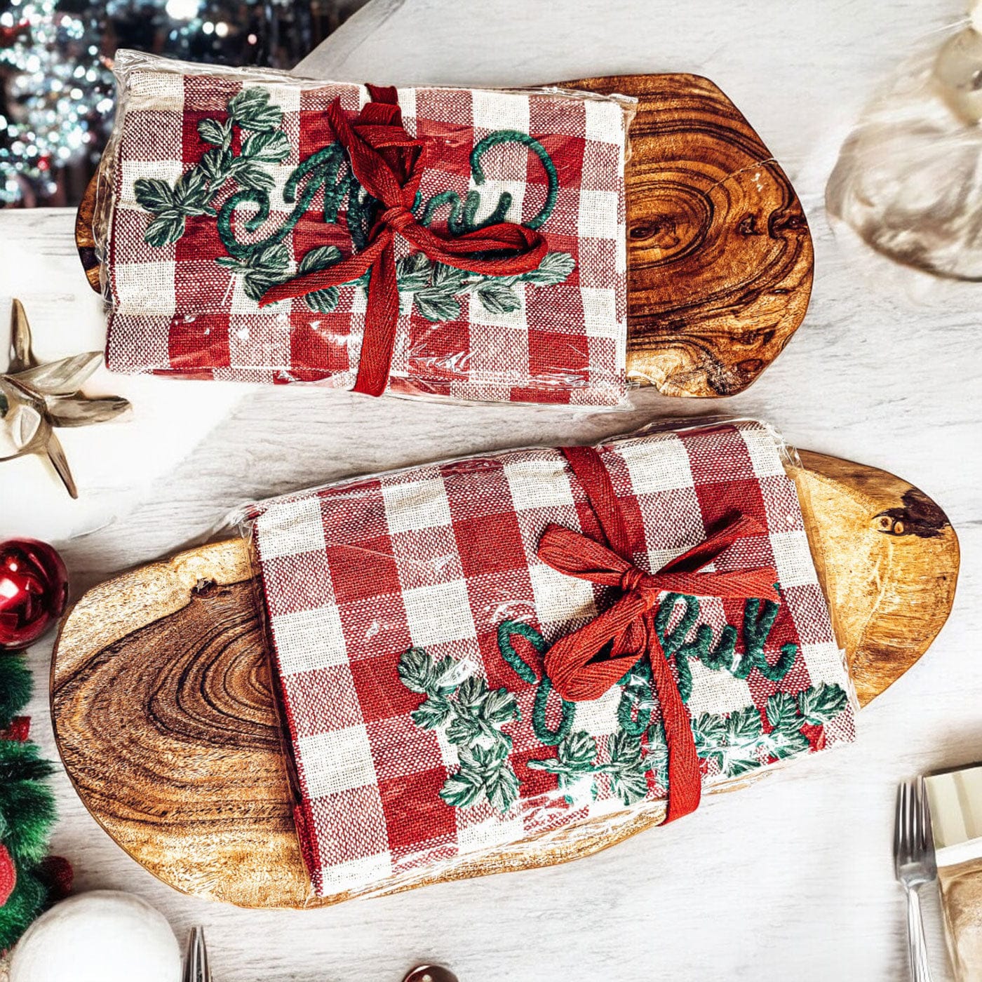 Gia Roma Dish Towel Holiday Charcuterie & Tartan Towel Set