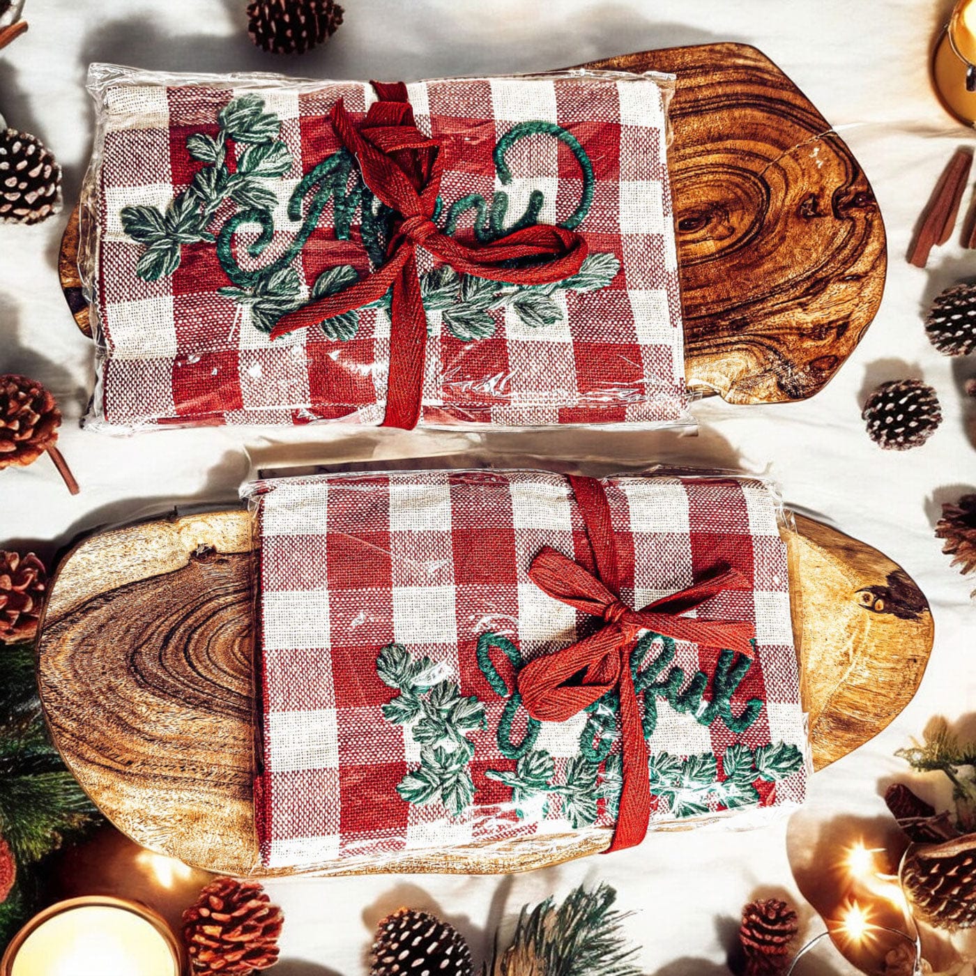 Gia Roma Dish Towel Holiday Charcuterie & Tartan Towel Set