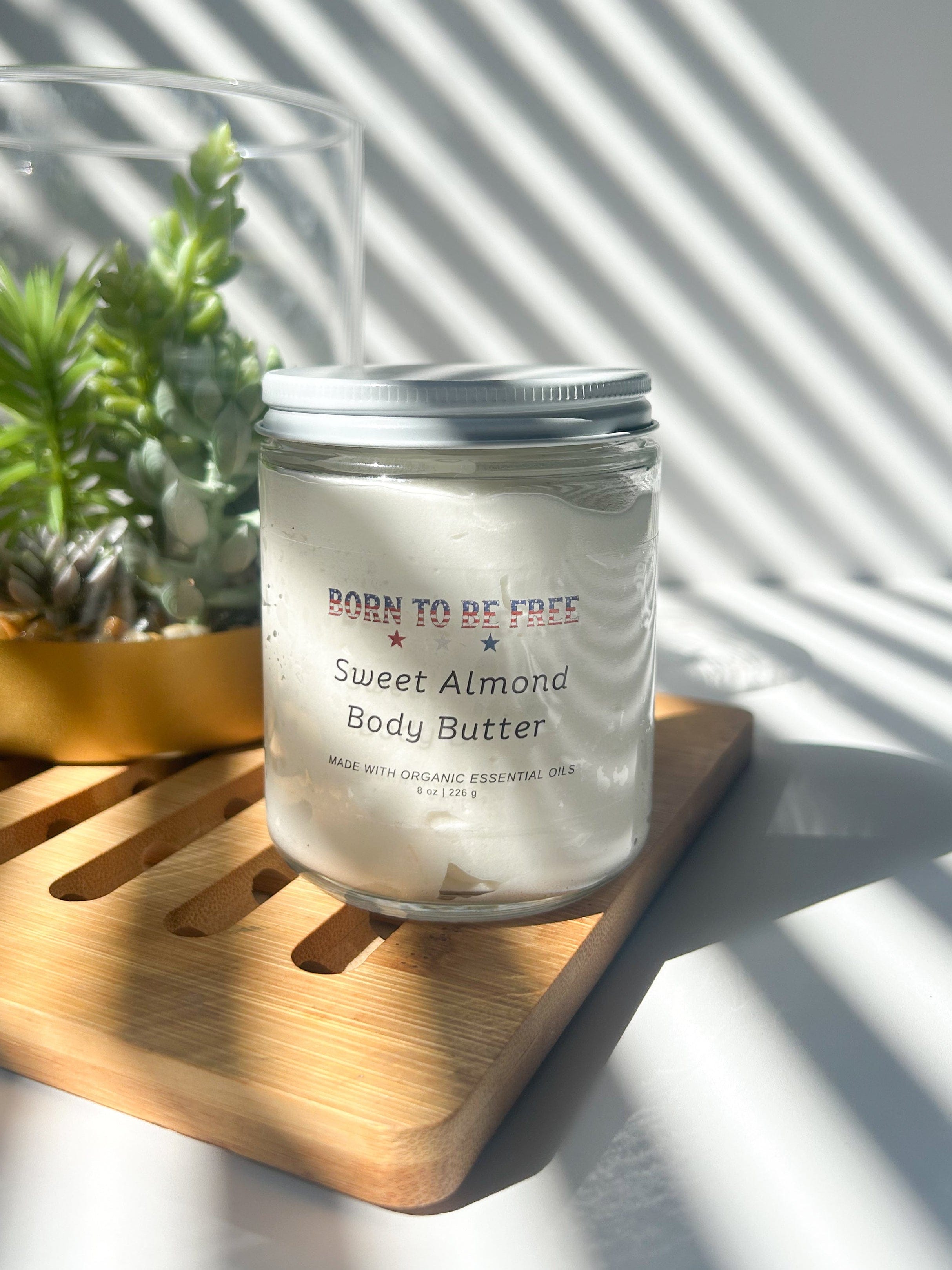 Born To Be Free Body Butter 8 oz Glass Jar Sweet Almond Body Butter
