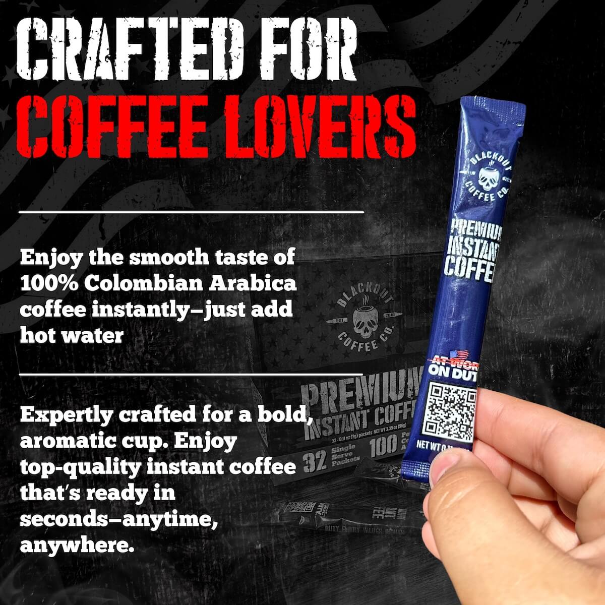 Blackout Coffee Co Instant Coffee Colombian Instant Coffee – 32 Count