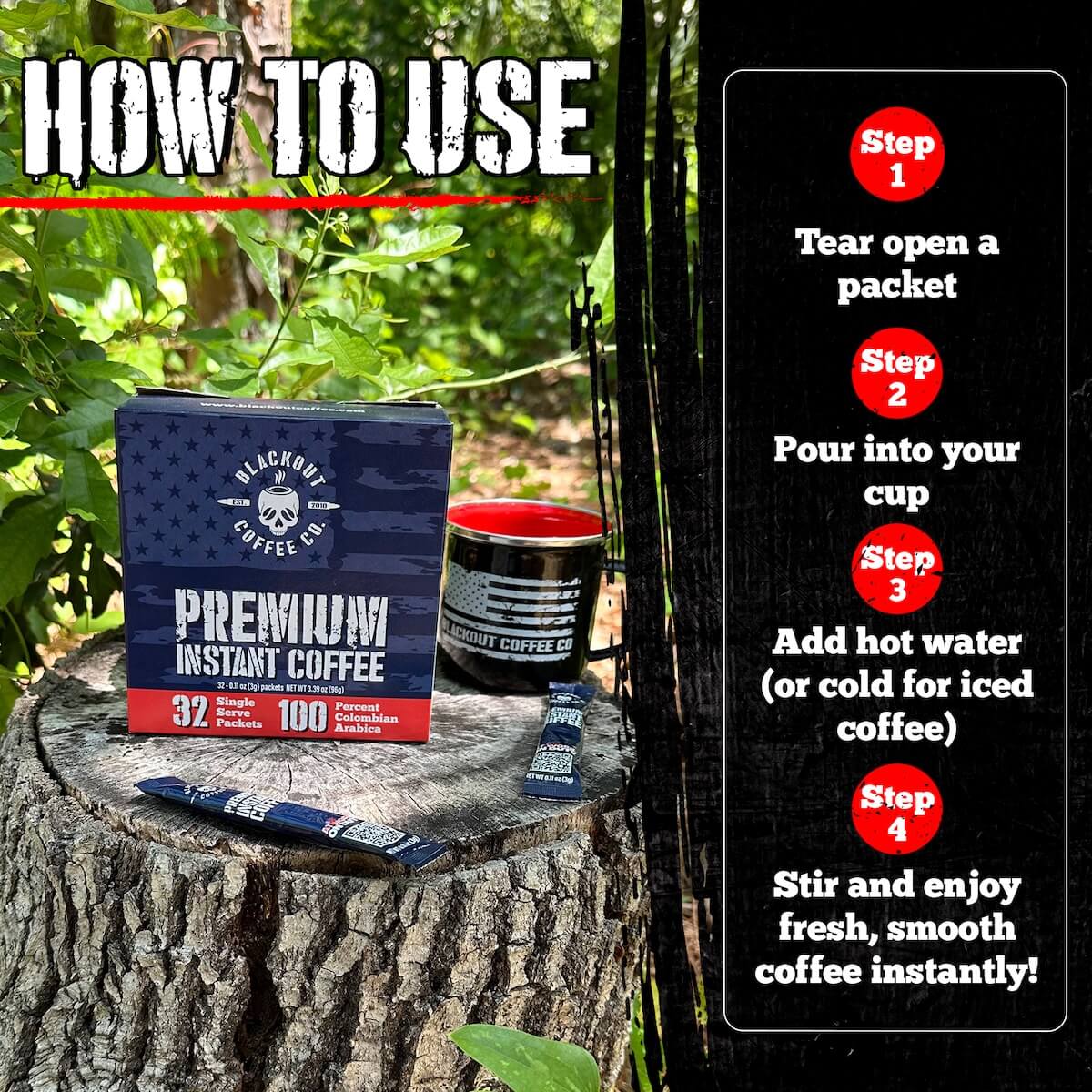 Blackout Coffee Co Instant Coffee Colombian Instant Coffee – 32 Count