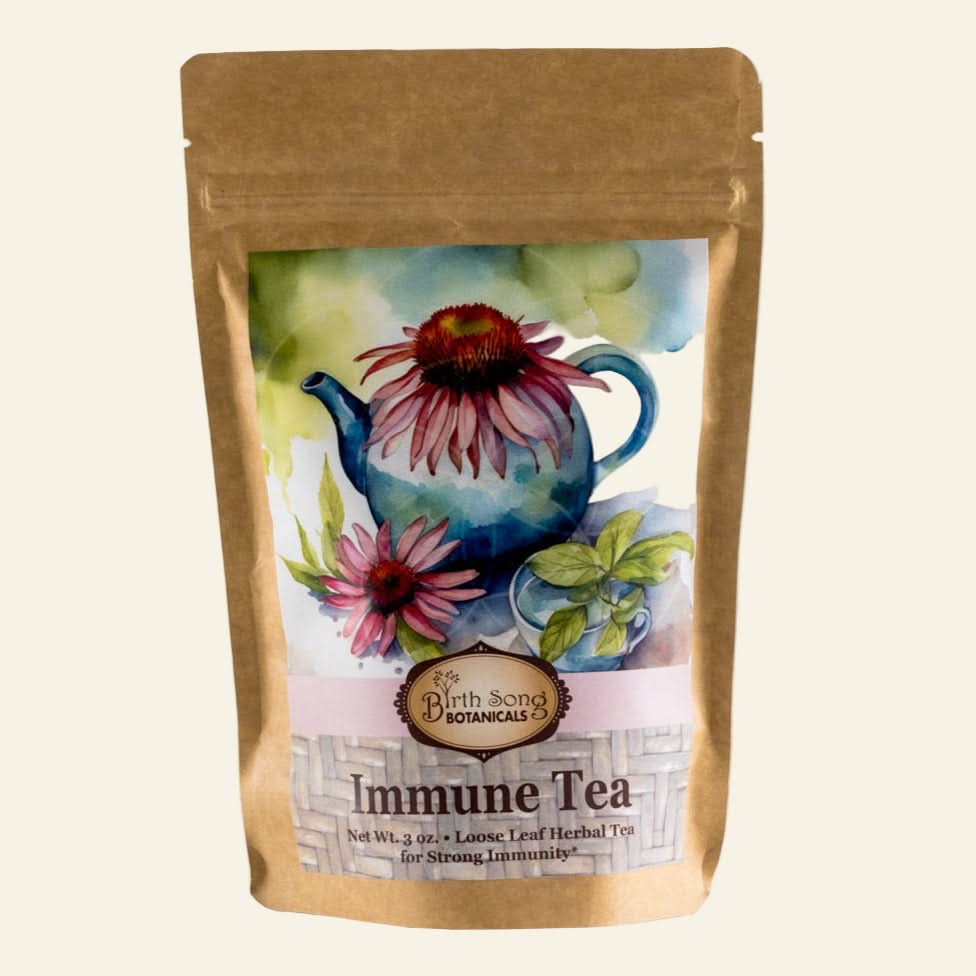 Kraft paper tea bag with floral design and &