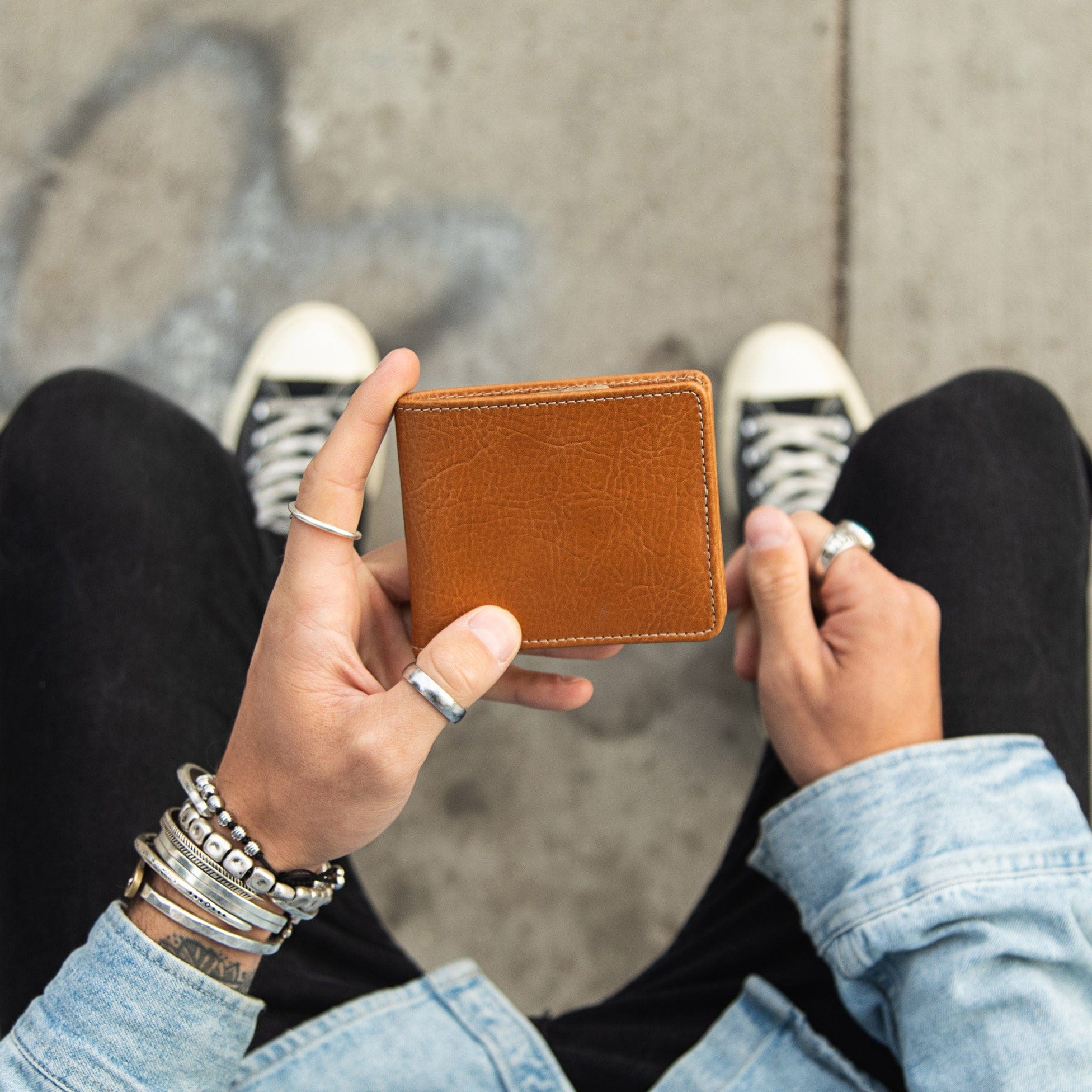 CASUPO Large Bifold Large Billfold Wallet with RFID protection - Natural