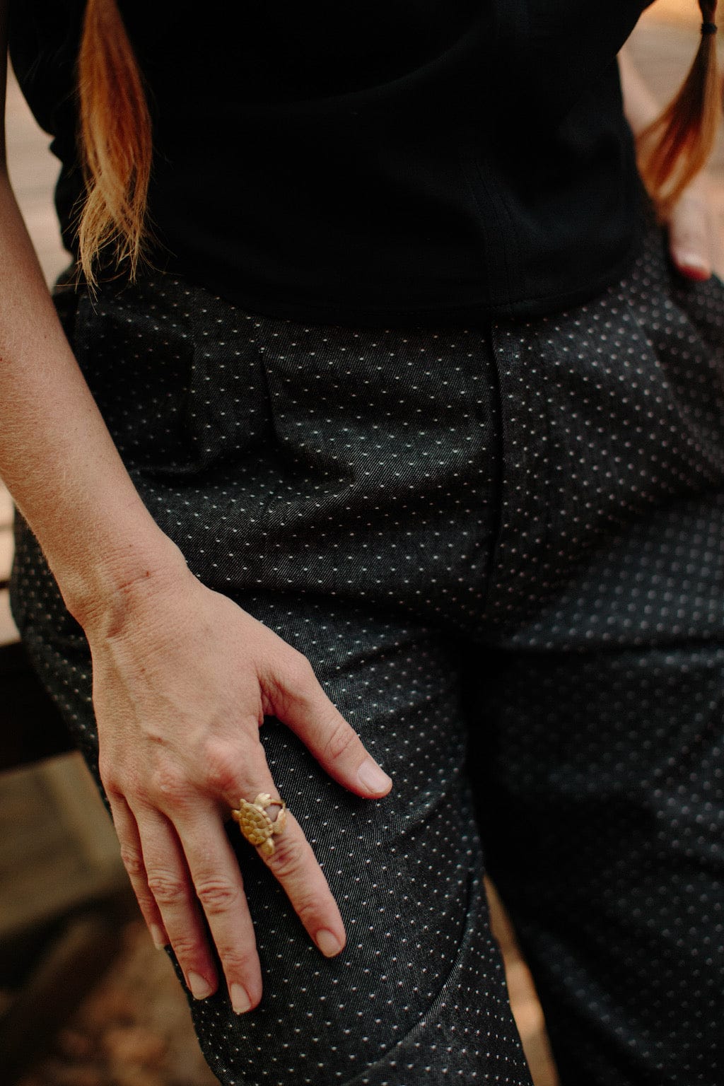 Field Day Pants Perfect Pant 2.0 in Polka Dot Denim