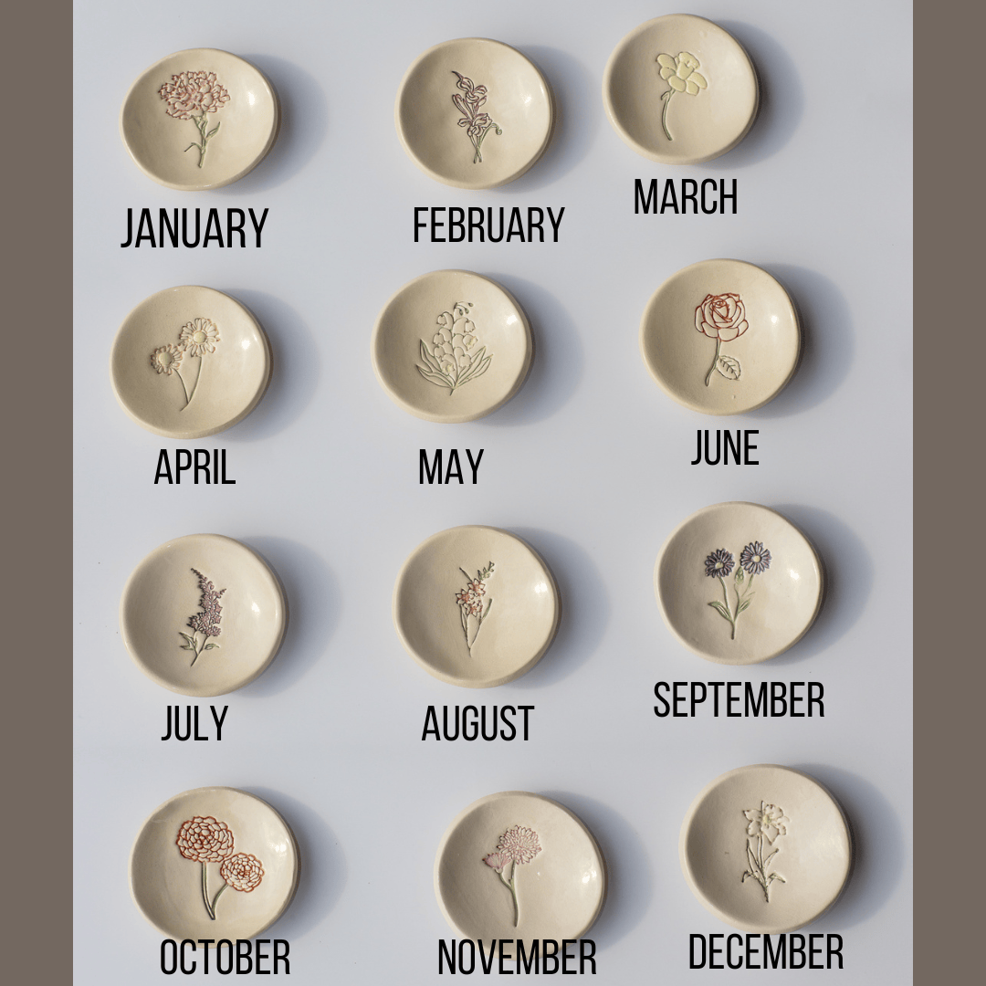 Birth Flower Ring Dish - My American Goods