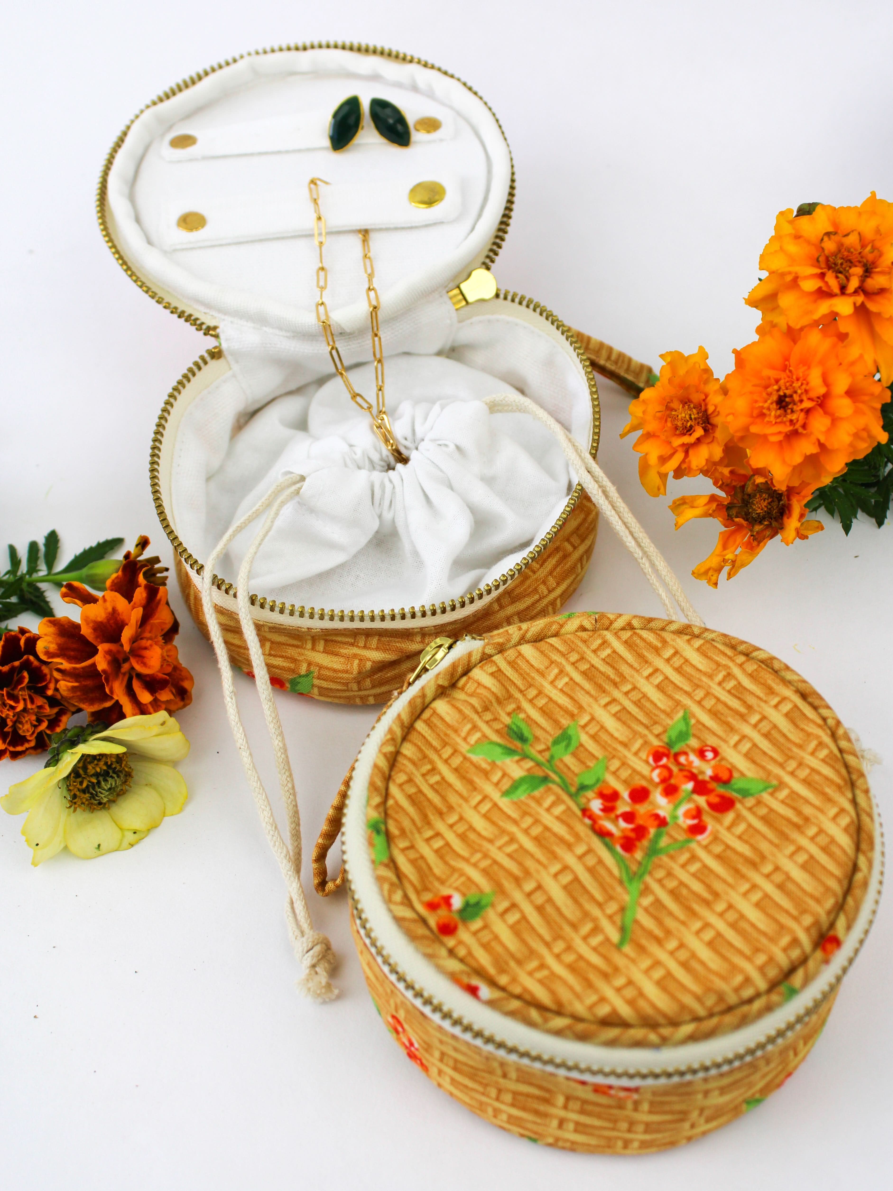 Coral Basket Jewelry Pouch - My American Goods