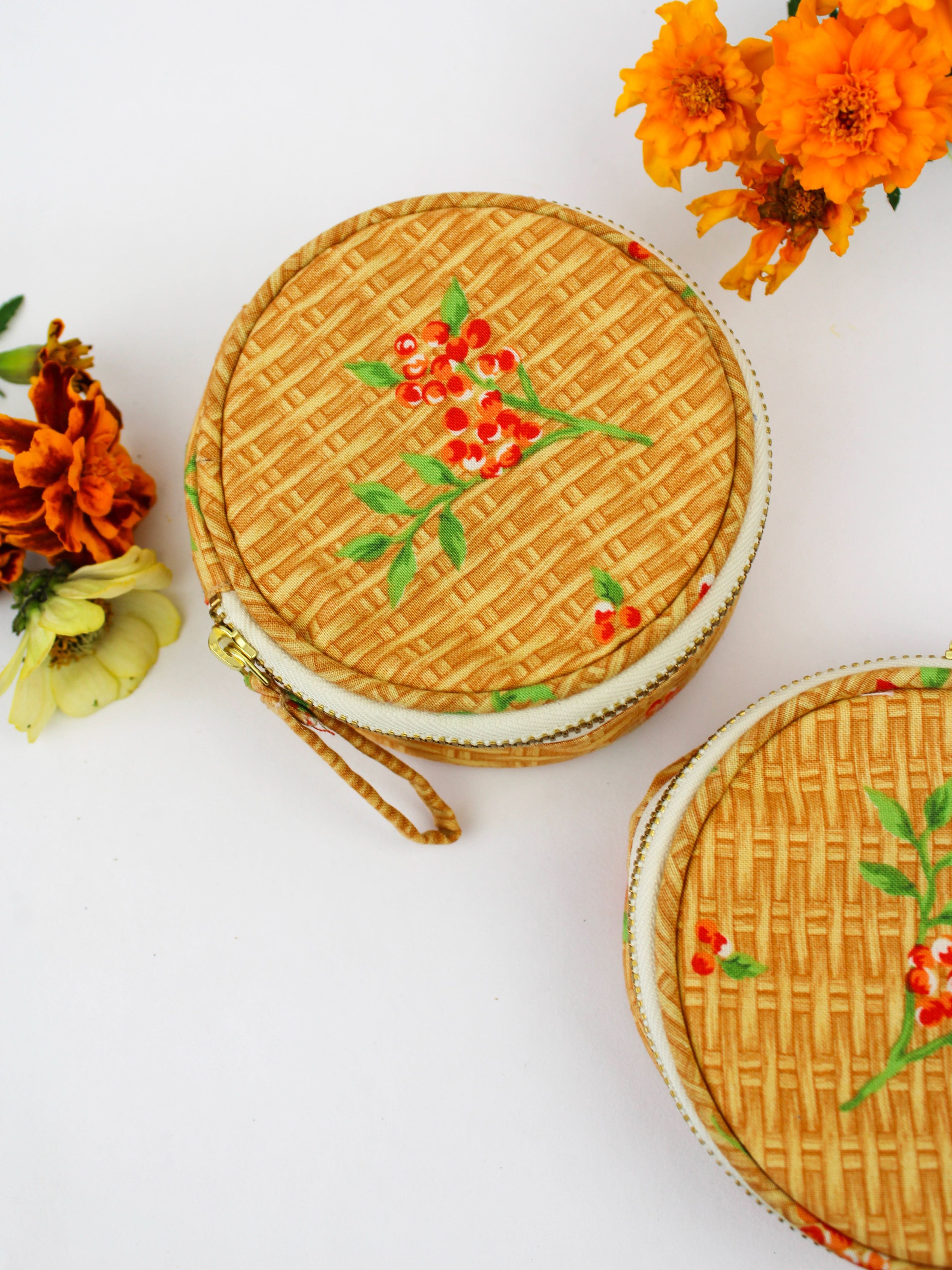 Coral Basket Jewelry Pouch - My American Goods