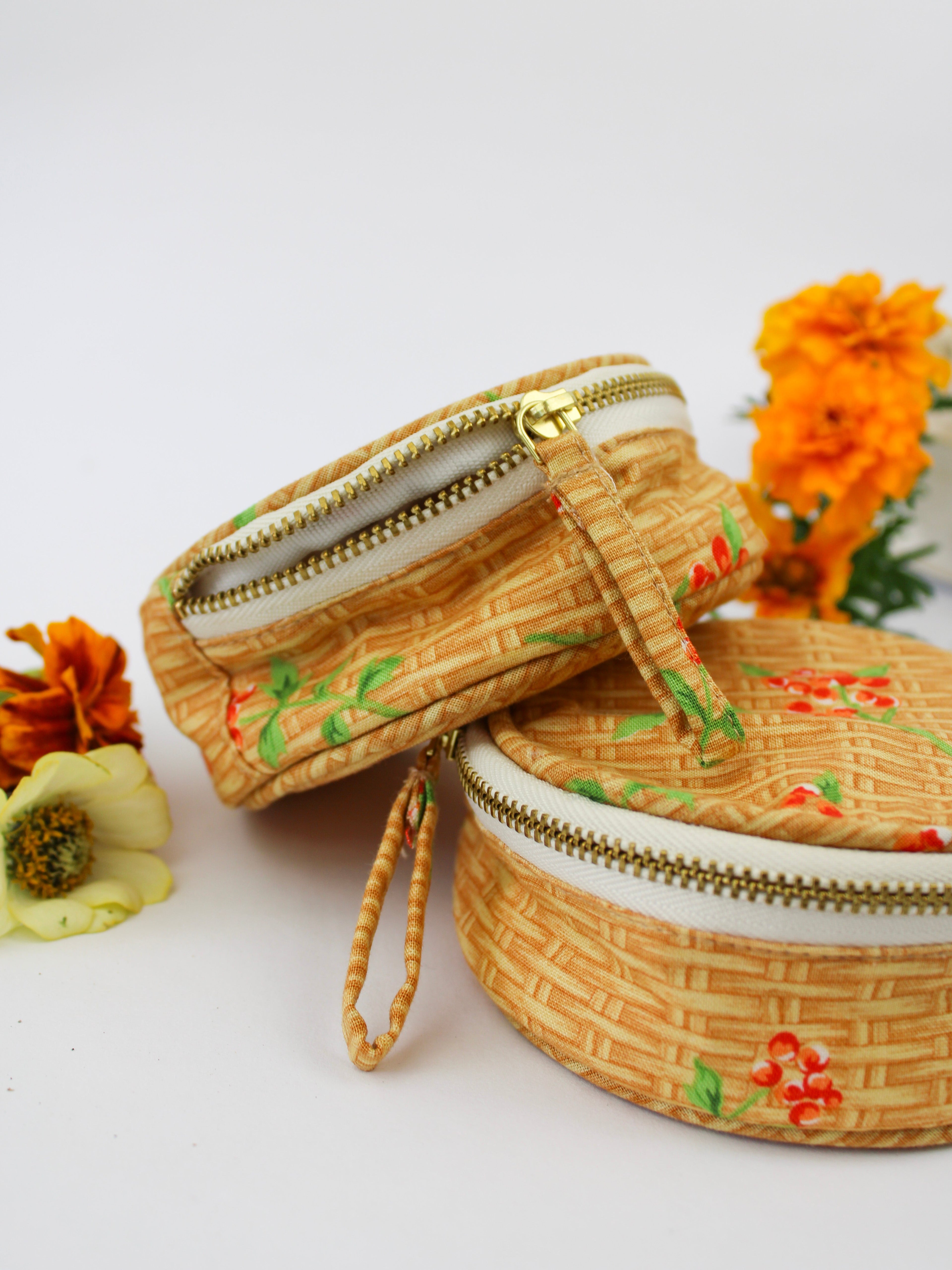 Coral Basket Jewelry Pouch - My American Goods