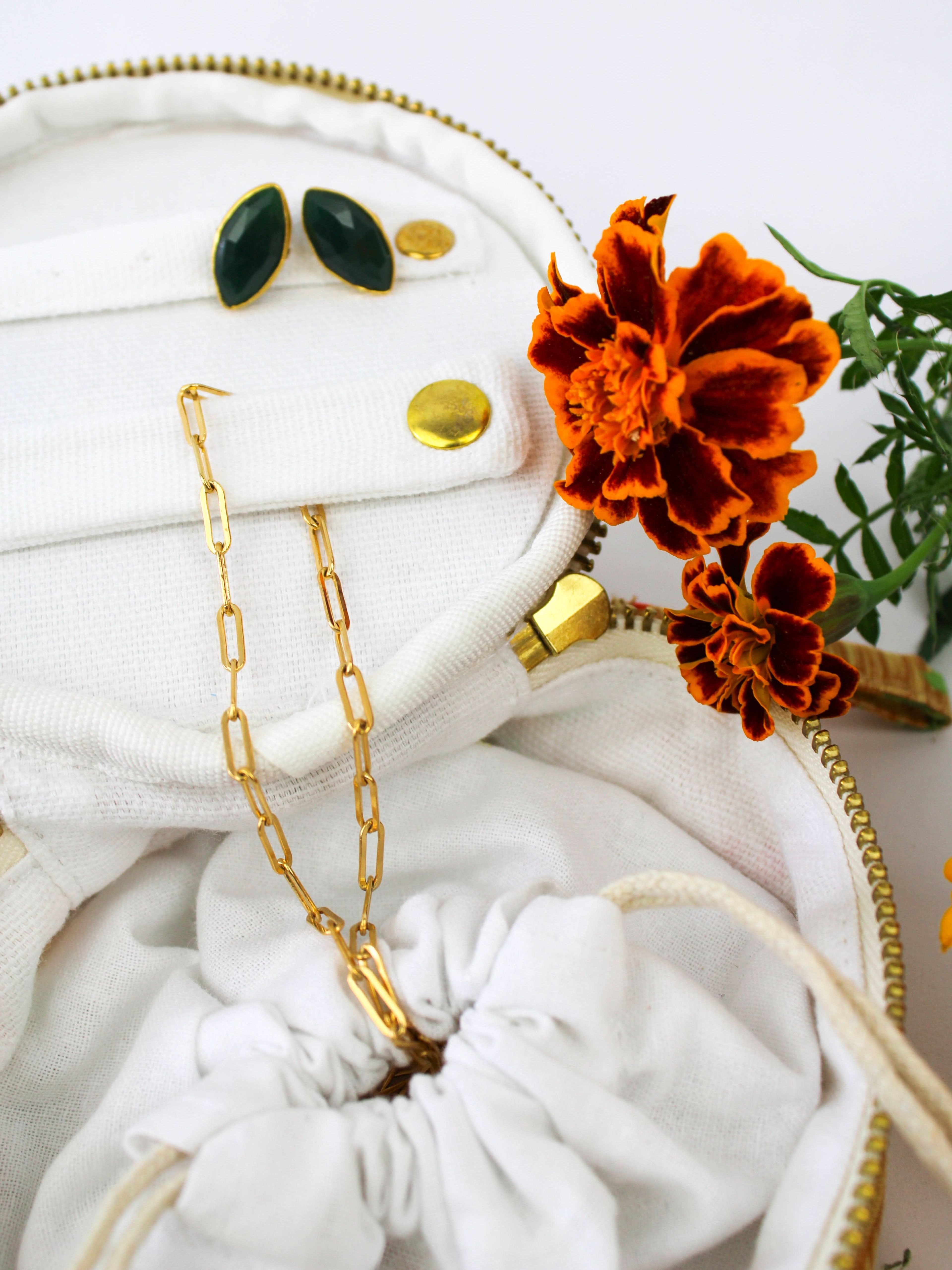 Coral Basket Jewelry Pouch - My American Goods