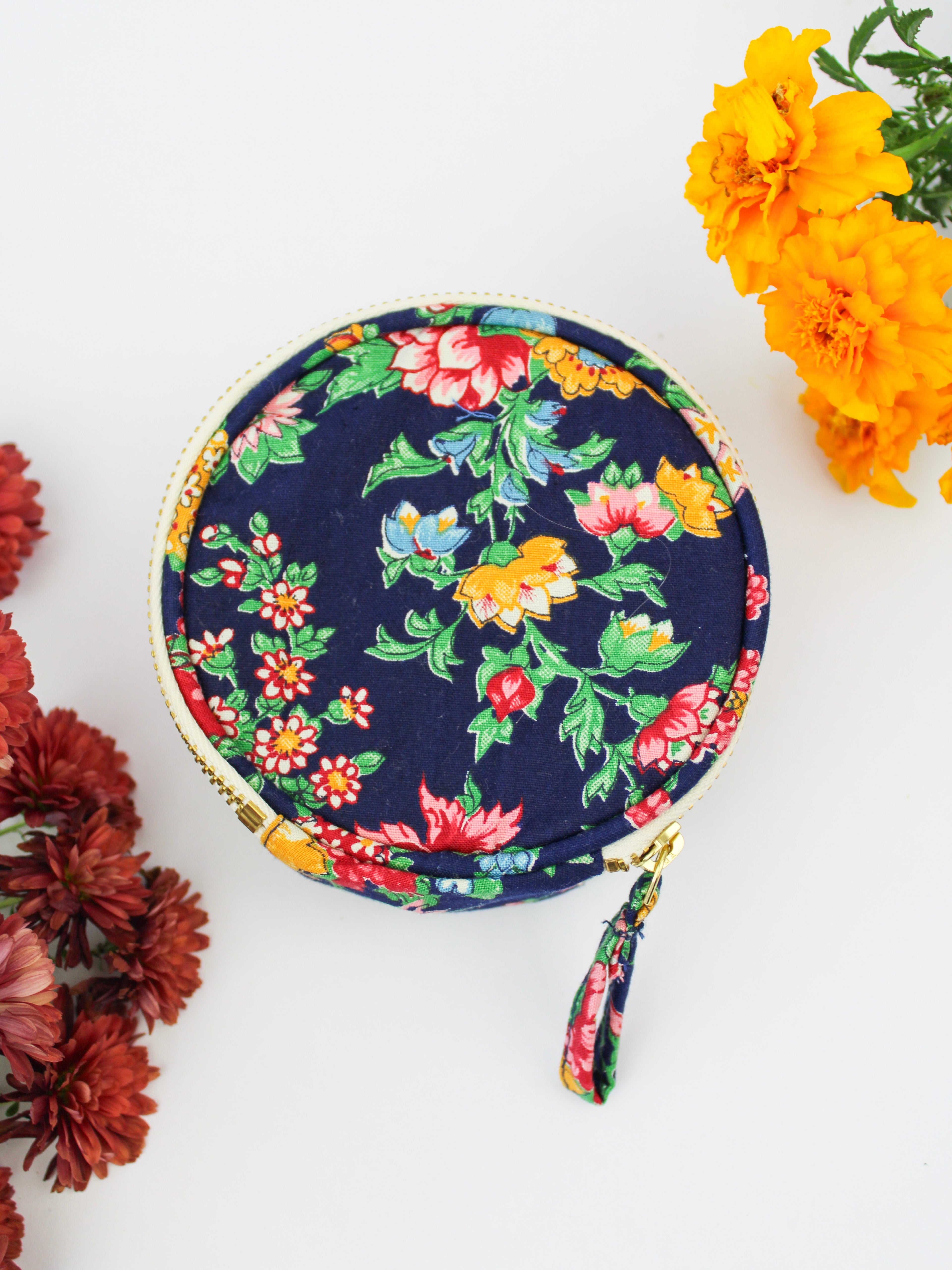 Navy Bouquet Jewelry Pouch - My American Goods