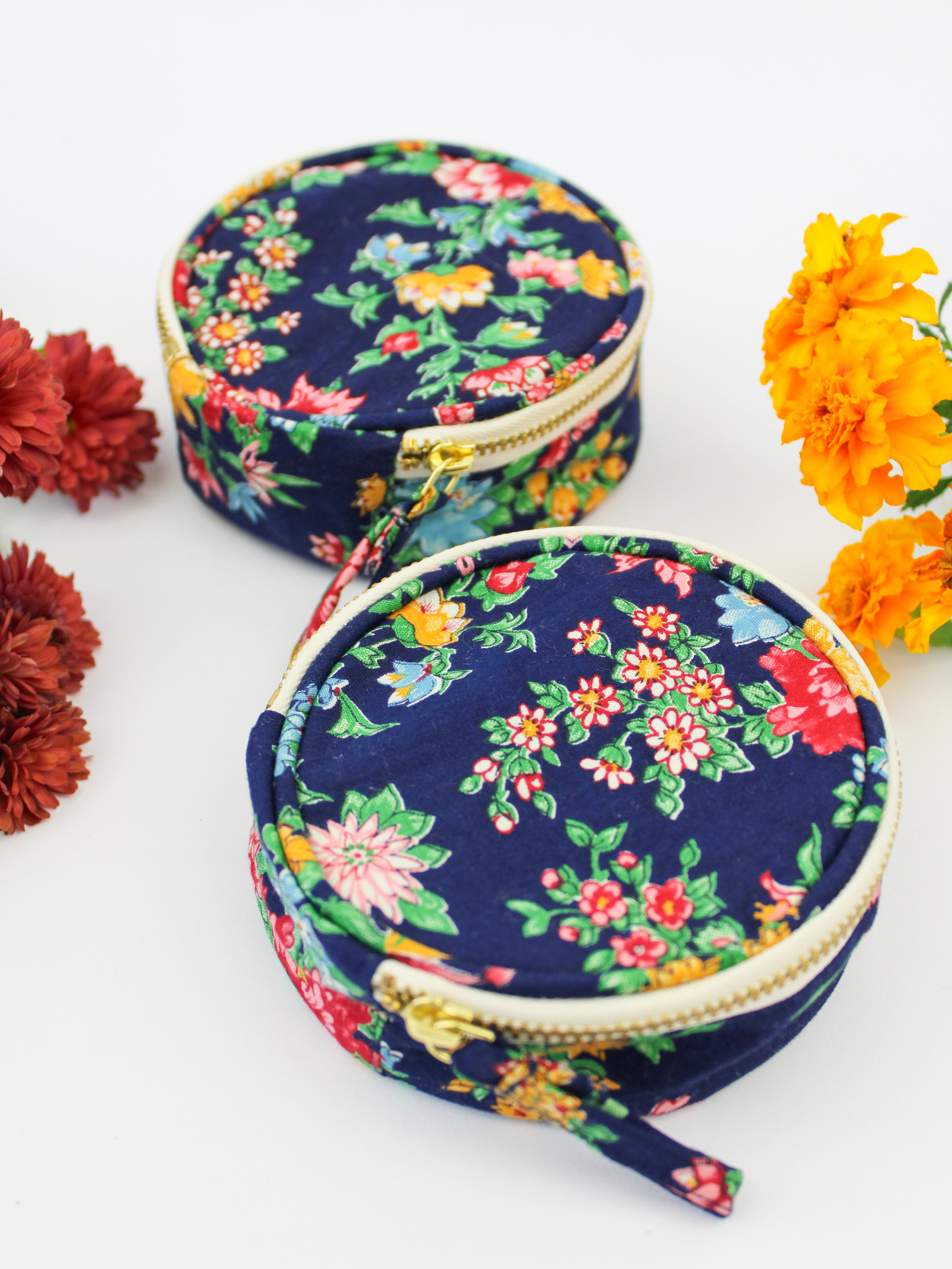 Navy Bouquet Jewelry Pouch - My American Goods