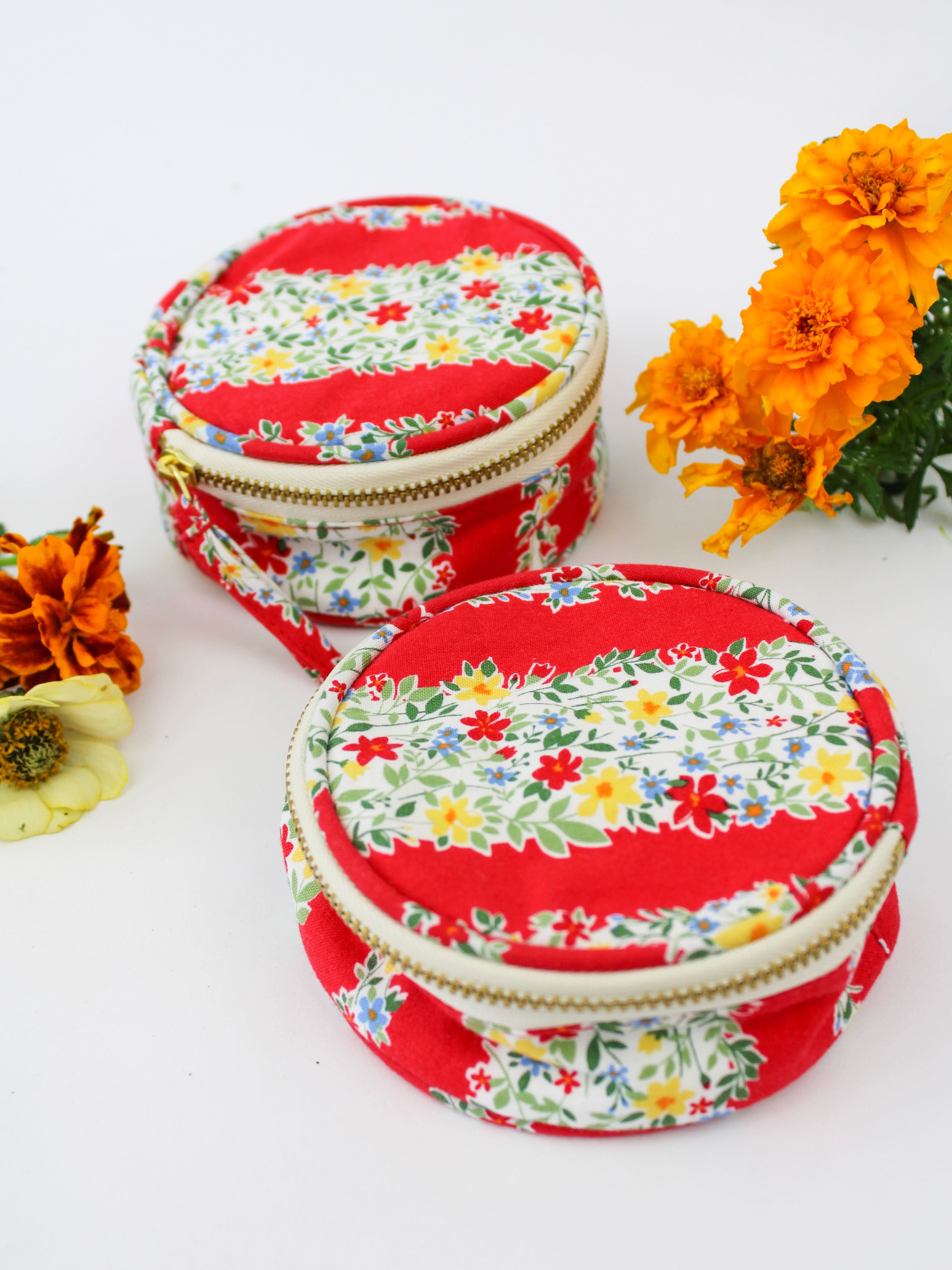 Red Floral Stripe Jewelry Pouch - My American Goods