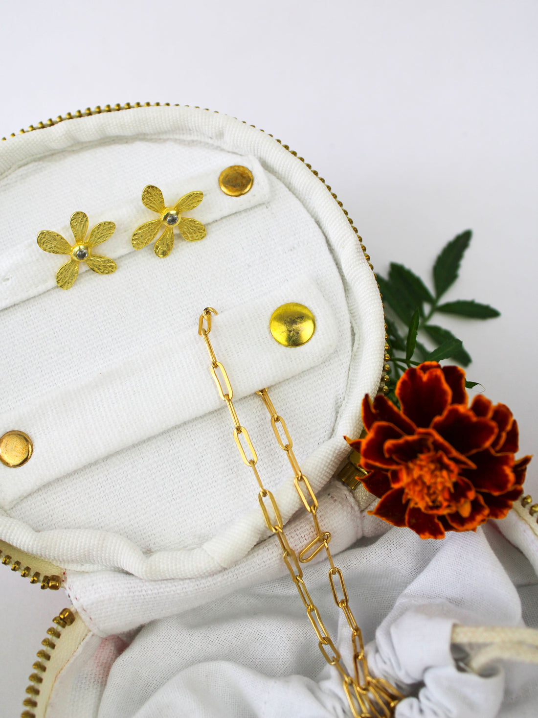 Red Floral Stripe Jewelry Pouch - My American Goods