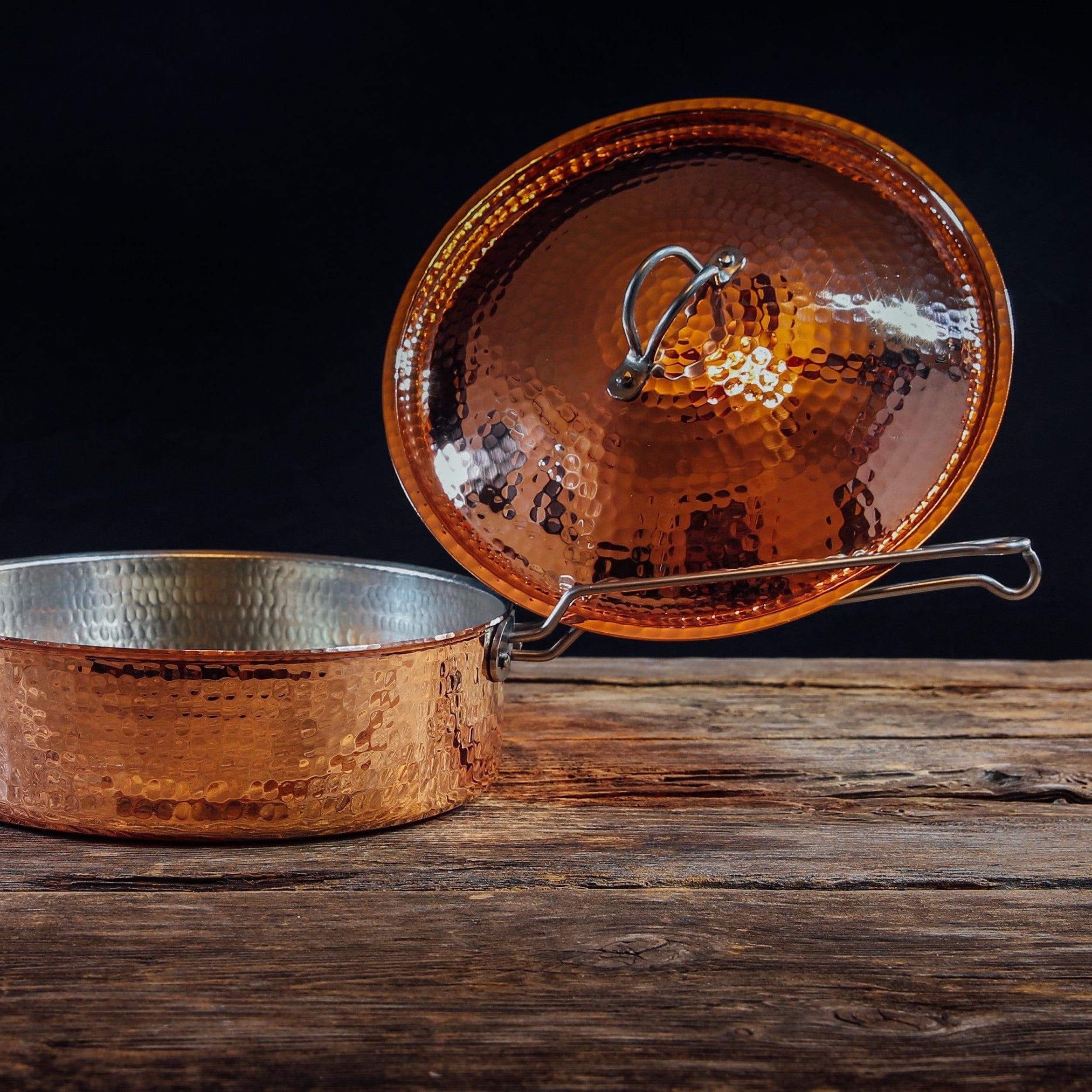 Sertodo Pots & Pans Copper Saute Pan With Lid, 3 quart