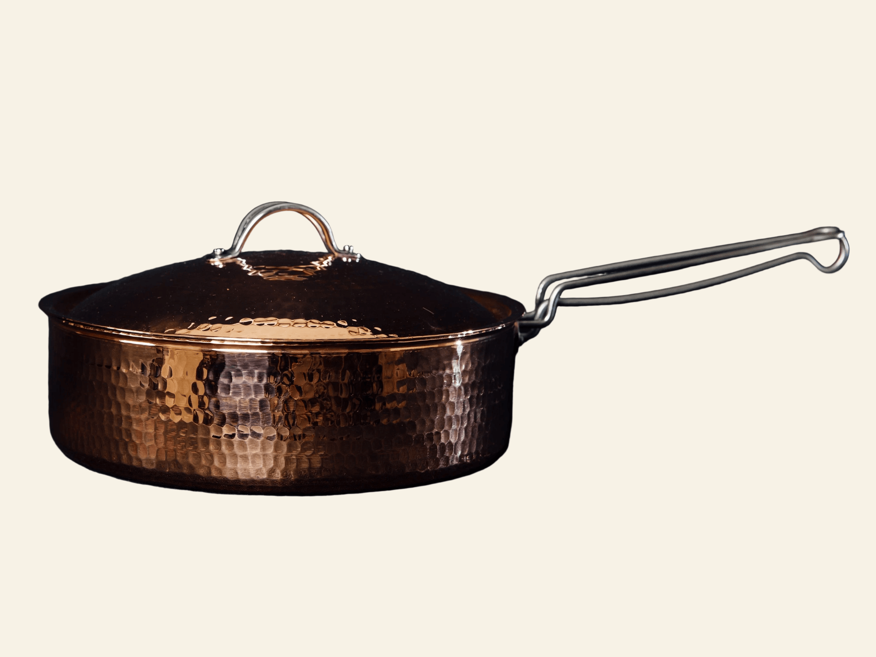 Sertodo Pots & Pans Copper Saute Pan With Lid, 3 quart