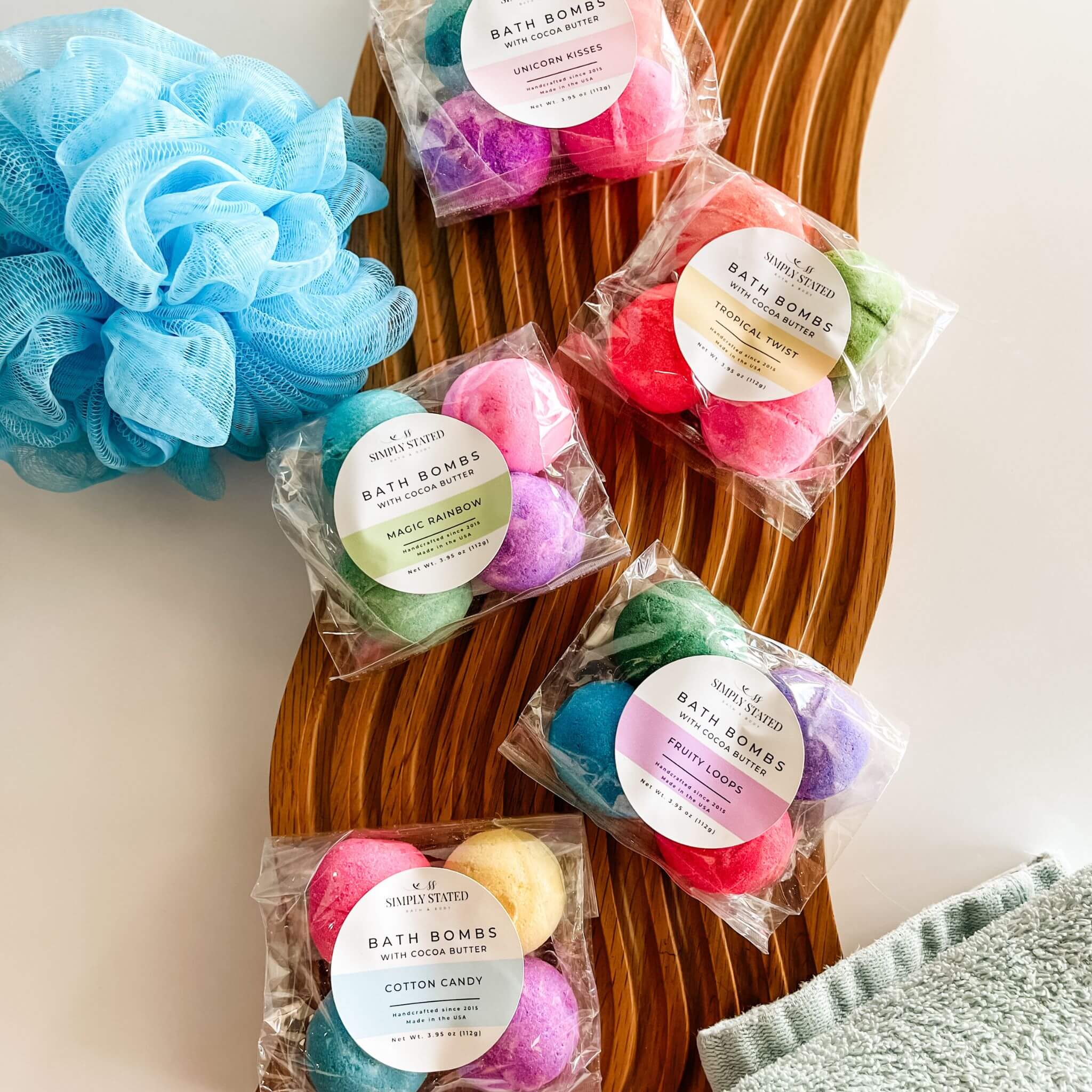 Simply Stated Creations Bath Bombs Magic Rainbow Kids Bath Bomb Pack (4 Mini Bath Bombs)