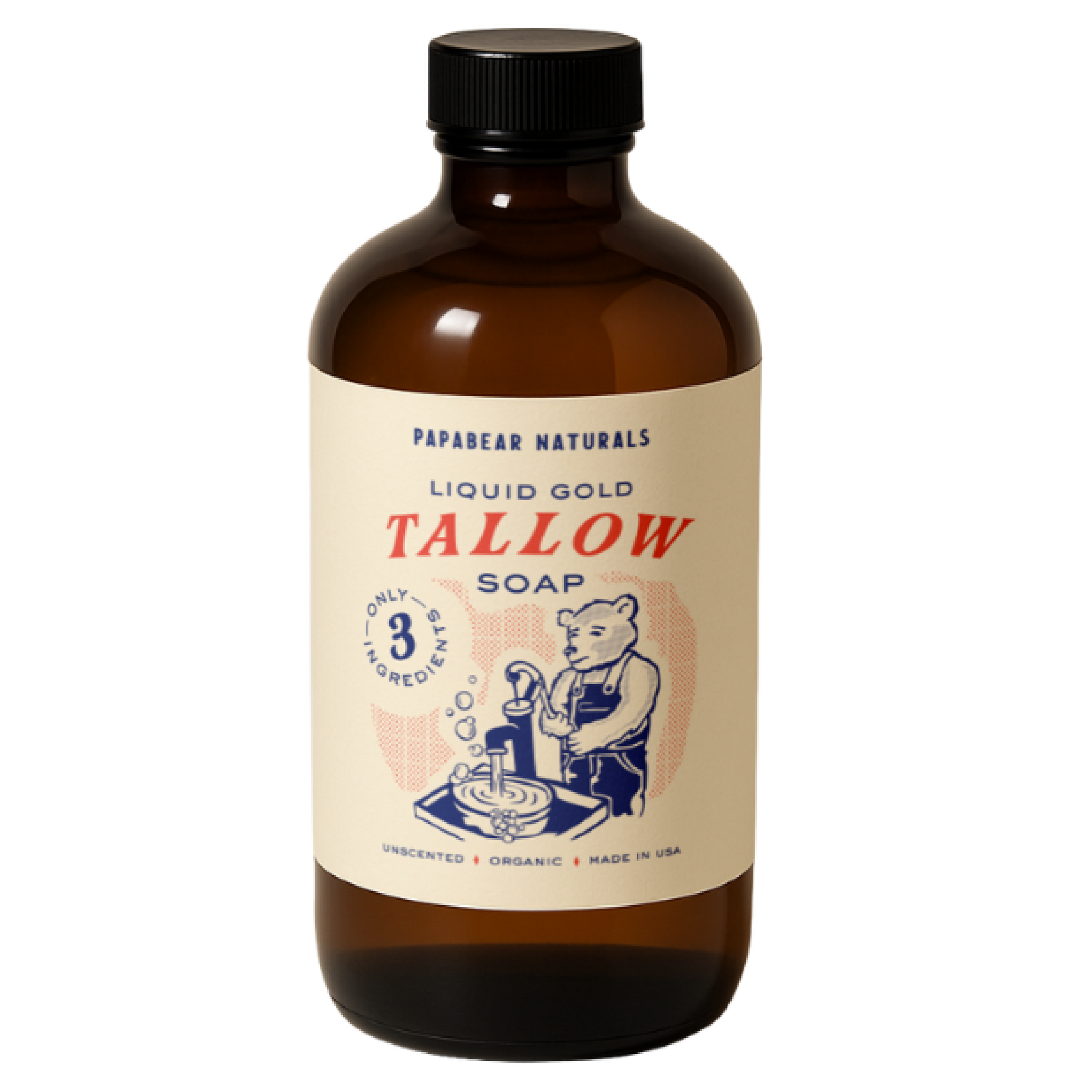 PapaBear Naturals Unscented Papabear Liquid Gold Tallow Soap 16 oz