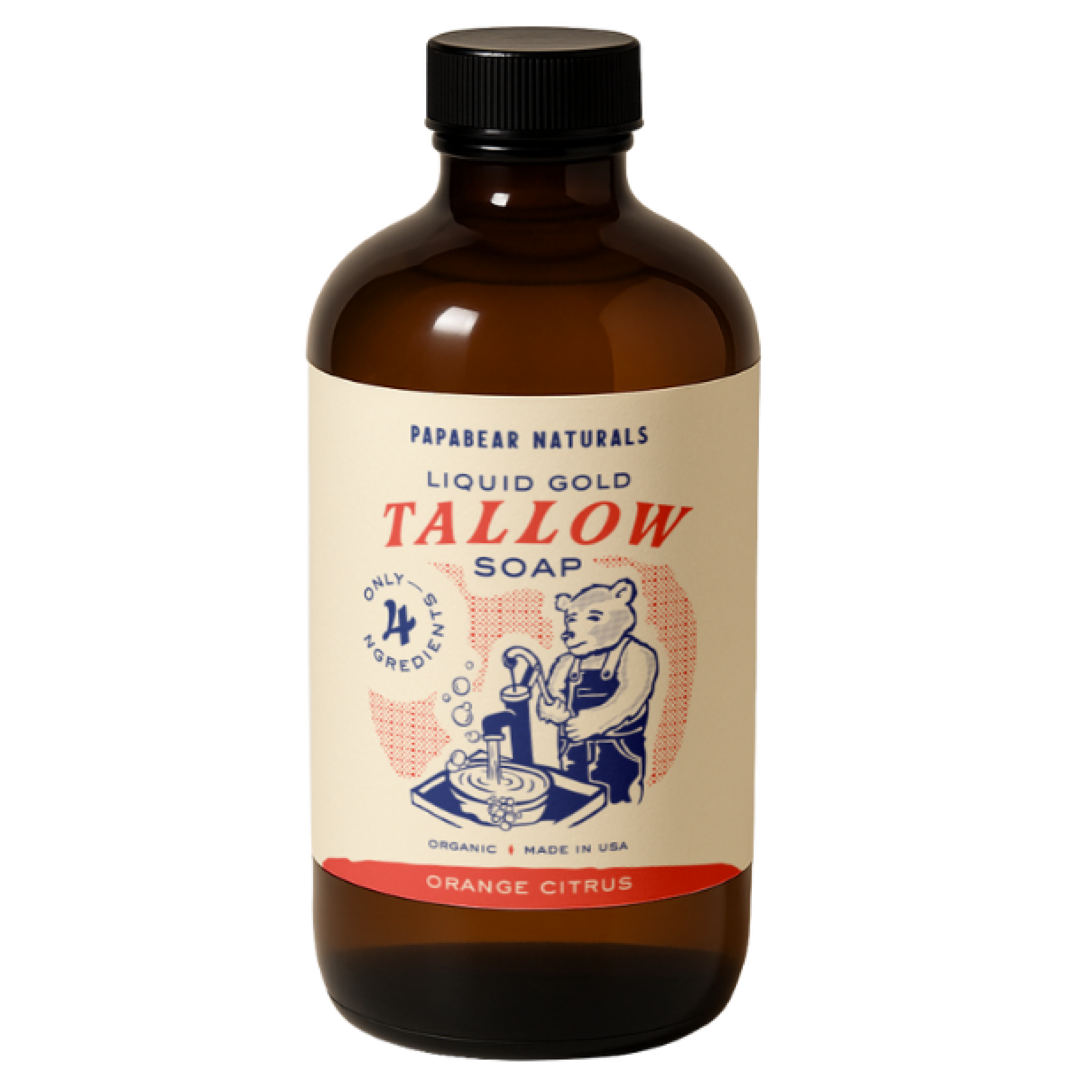 PapaBear Naturals Orange Citrus Papabear Liquid Gold Tallow Soap 16 oz