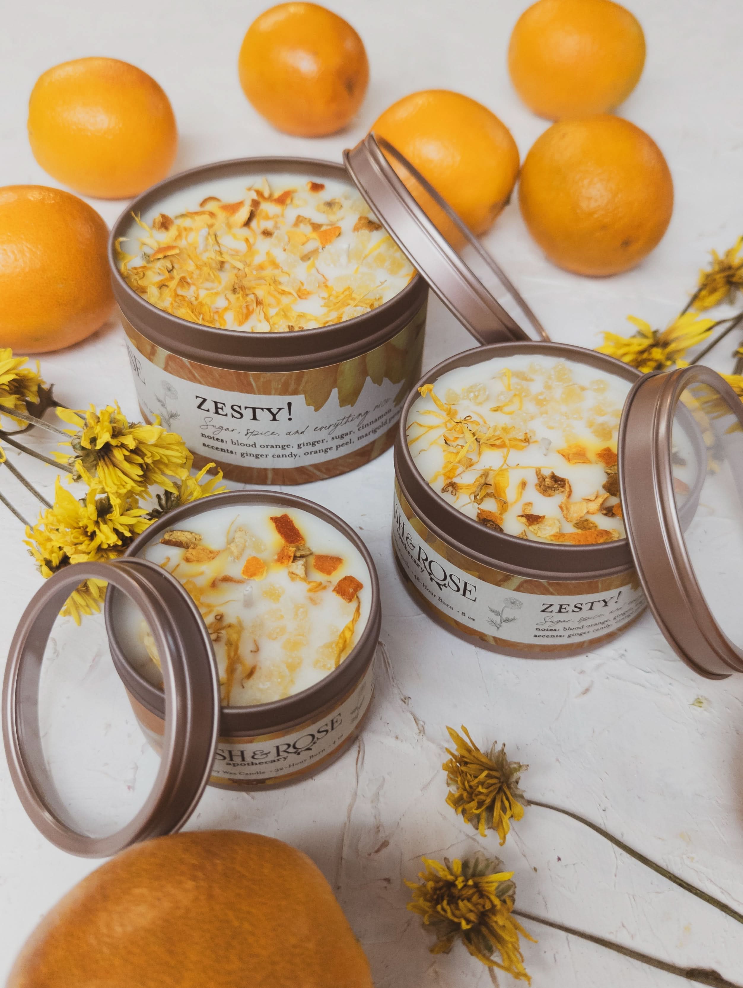Ash & Rose candle ZESTY! Orange Ginger Candle