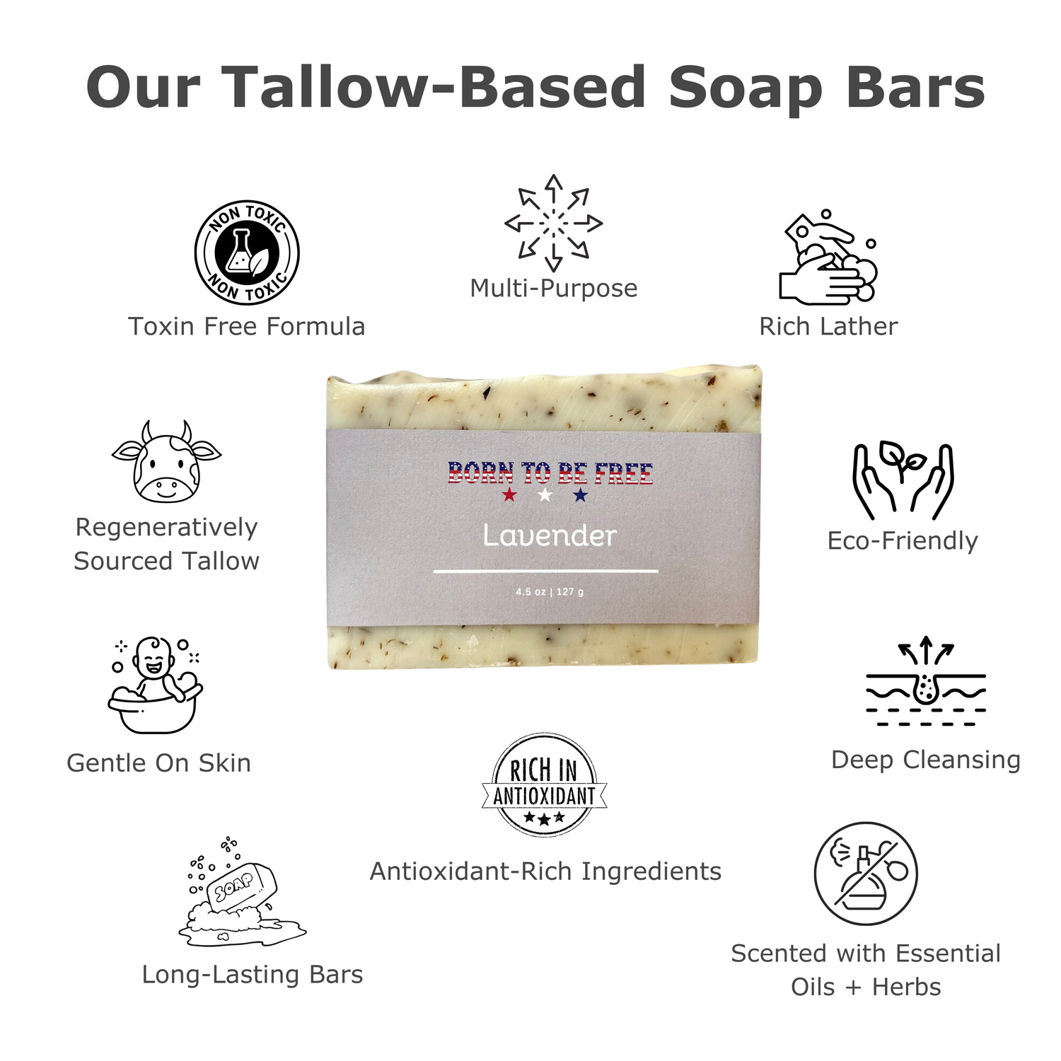 Lavender Tallow Soap Bar - My American Goods