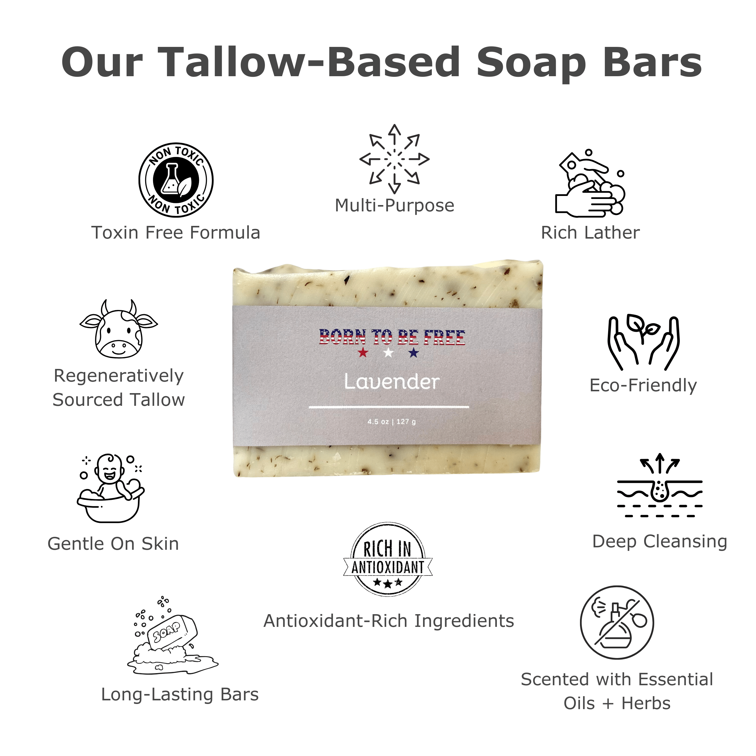 Born To Be Free Soap Lavender Tallow Soap Bar