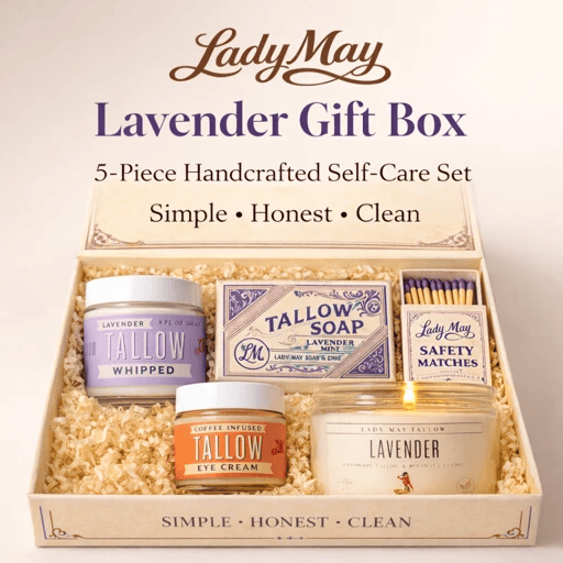 Lady May Tallow Bundles Lavender Tallow "Relax" Premium Quality All Natural Gift Box by The Lady May