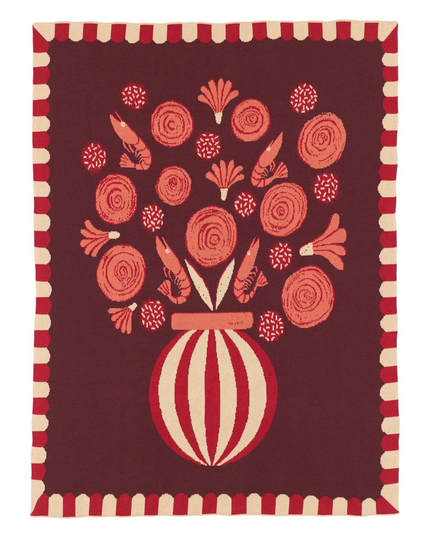 Biquette Throw Blanket Summer BBQ in Egyptian Cotton Le Bouquet