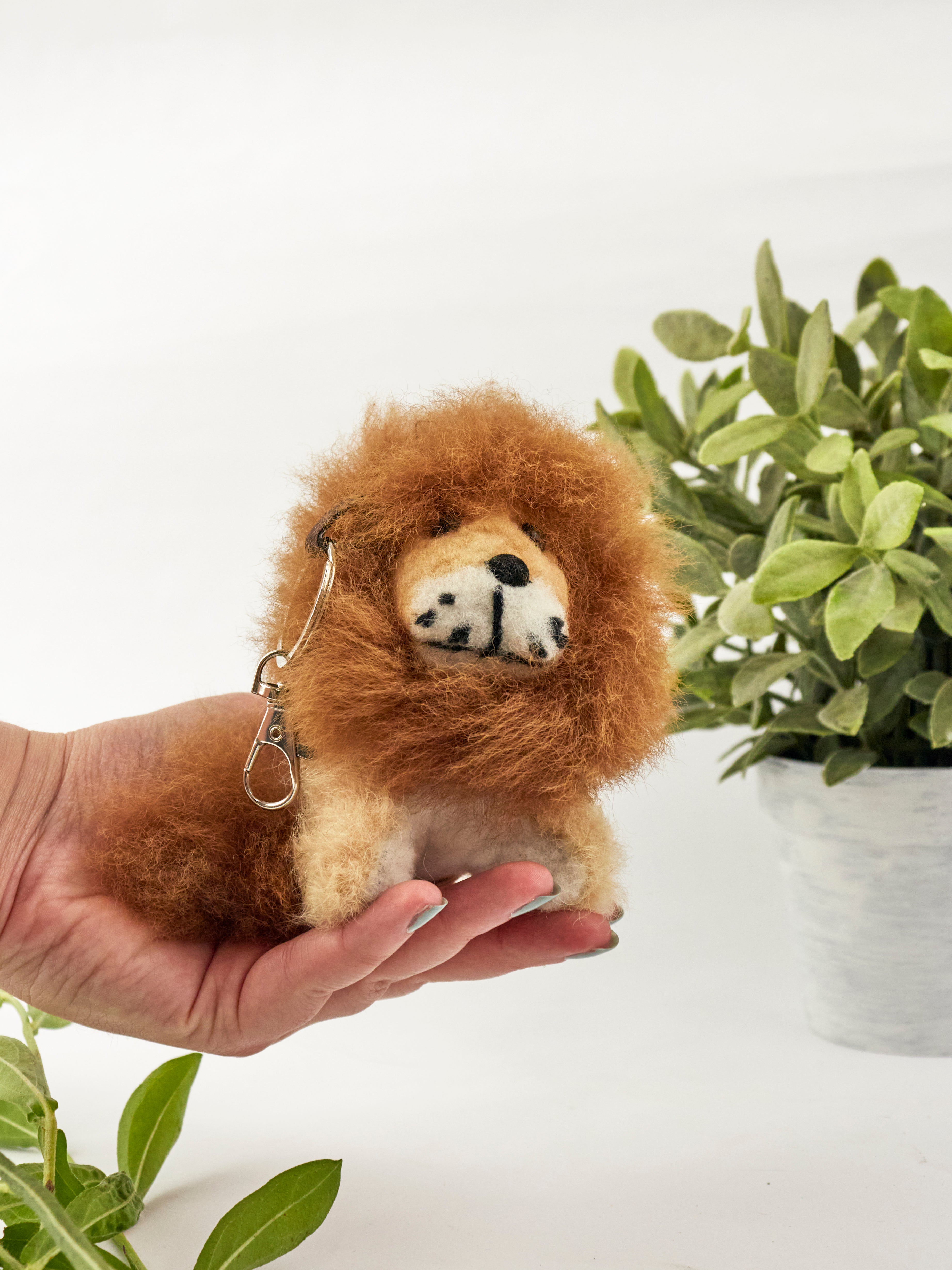 Lion Alpaca Fur Keychain - My American Goods