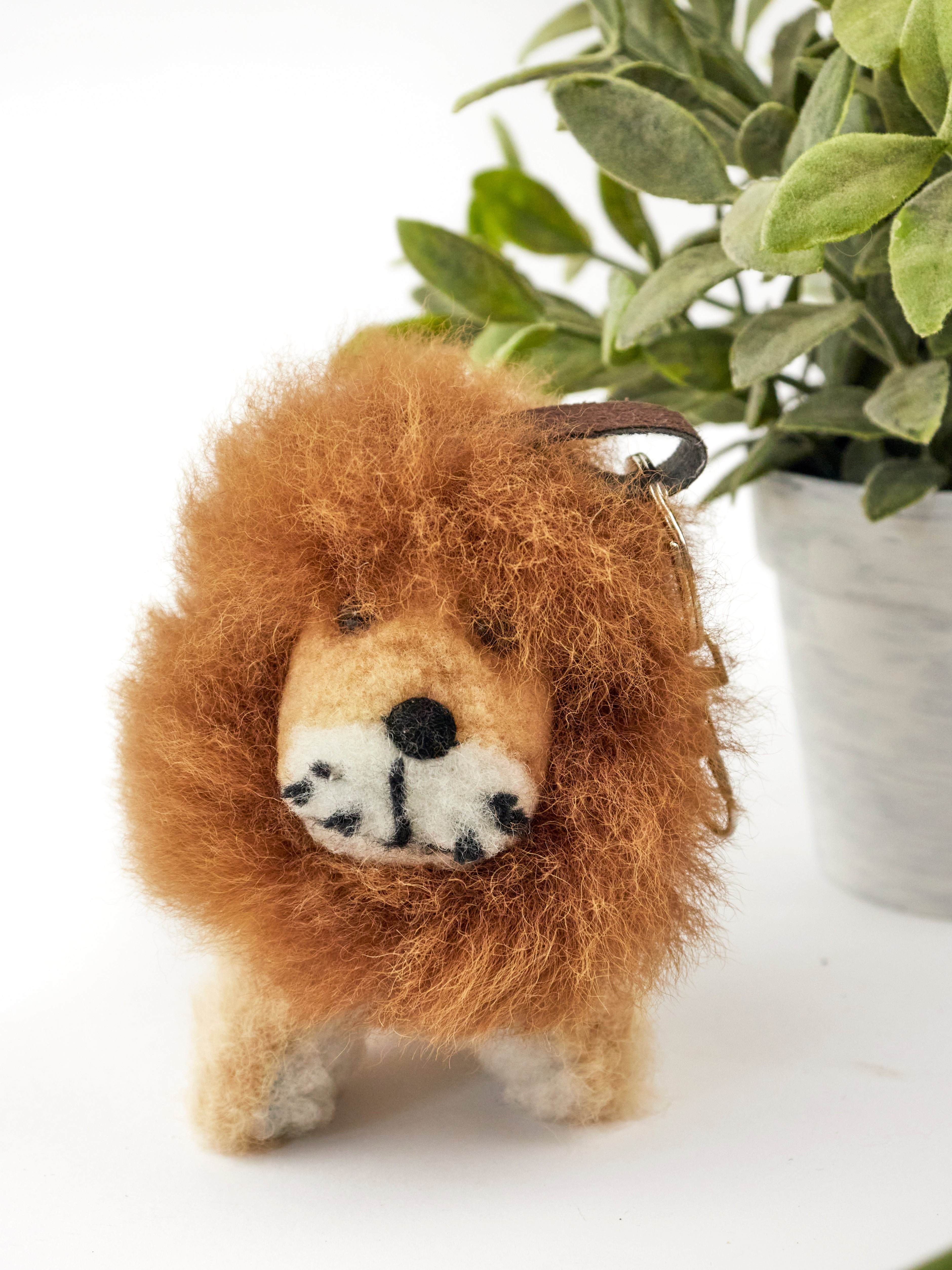 Lion Alpaca Fur Keychain - My American Goods