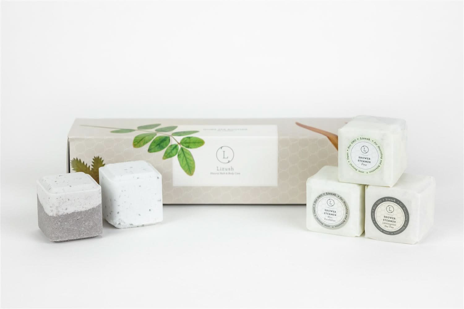 Lizush BATH BOMBS & SHOWER STEAMERS No Earthy Shower Steamer, Refreshing Gift Box for Men and Women, Set of 5 Shower Steamers