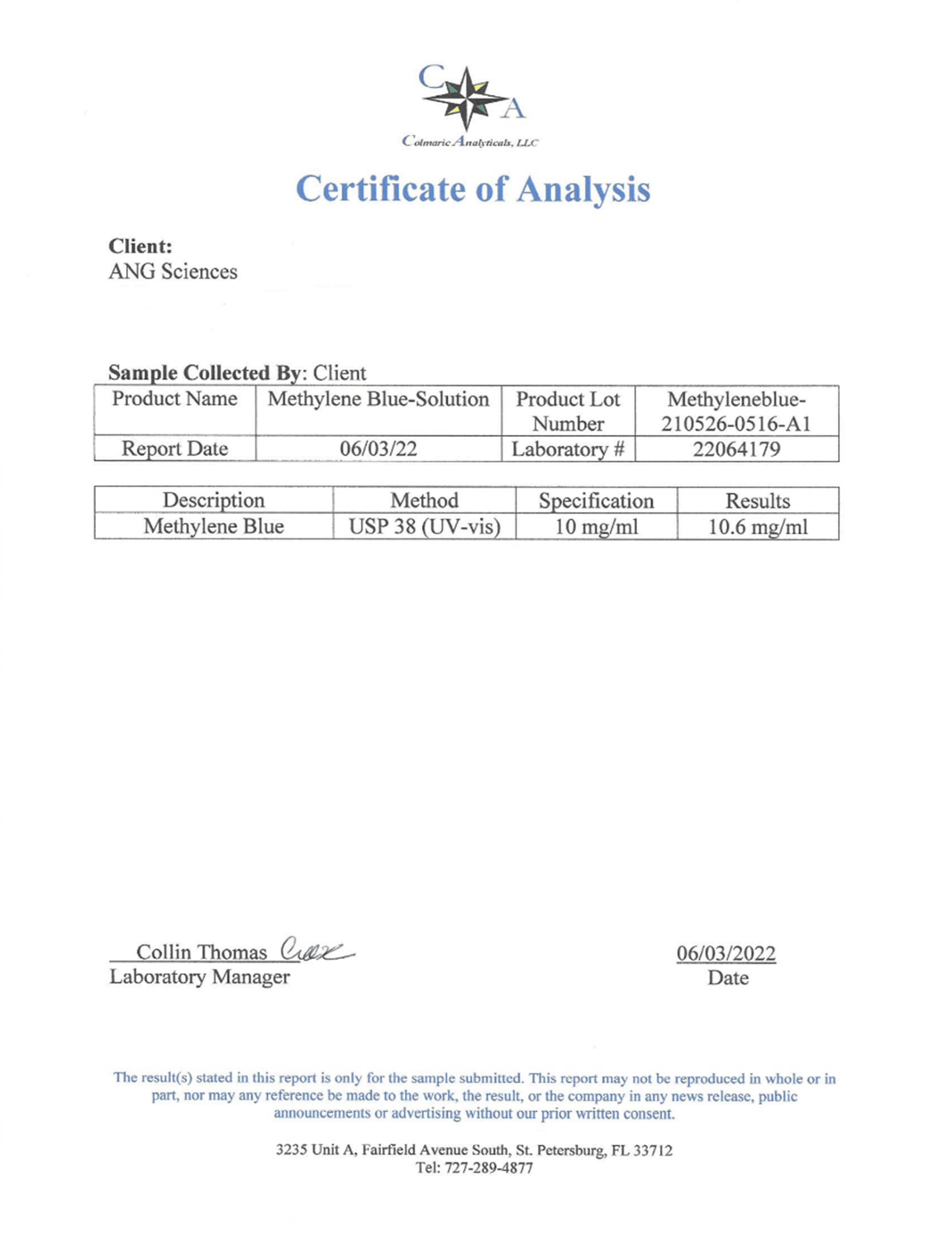 LIV Methylene Blue 1% - USP (Pharmaceutical) Grade - 60ml