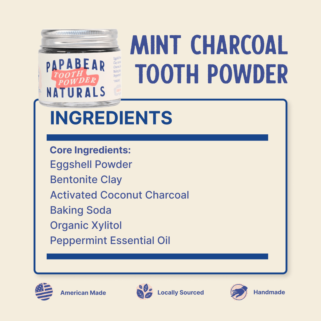 Papabear Mint Charcoal Tooth Powder - My American Goods