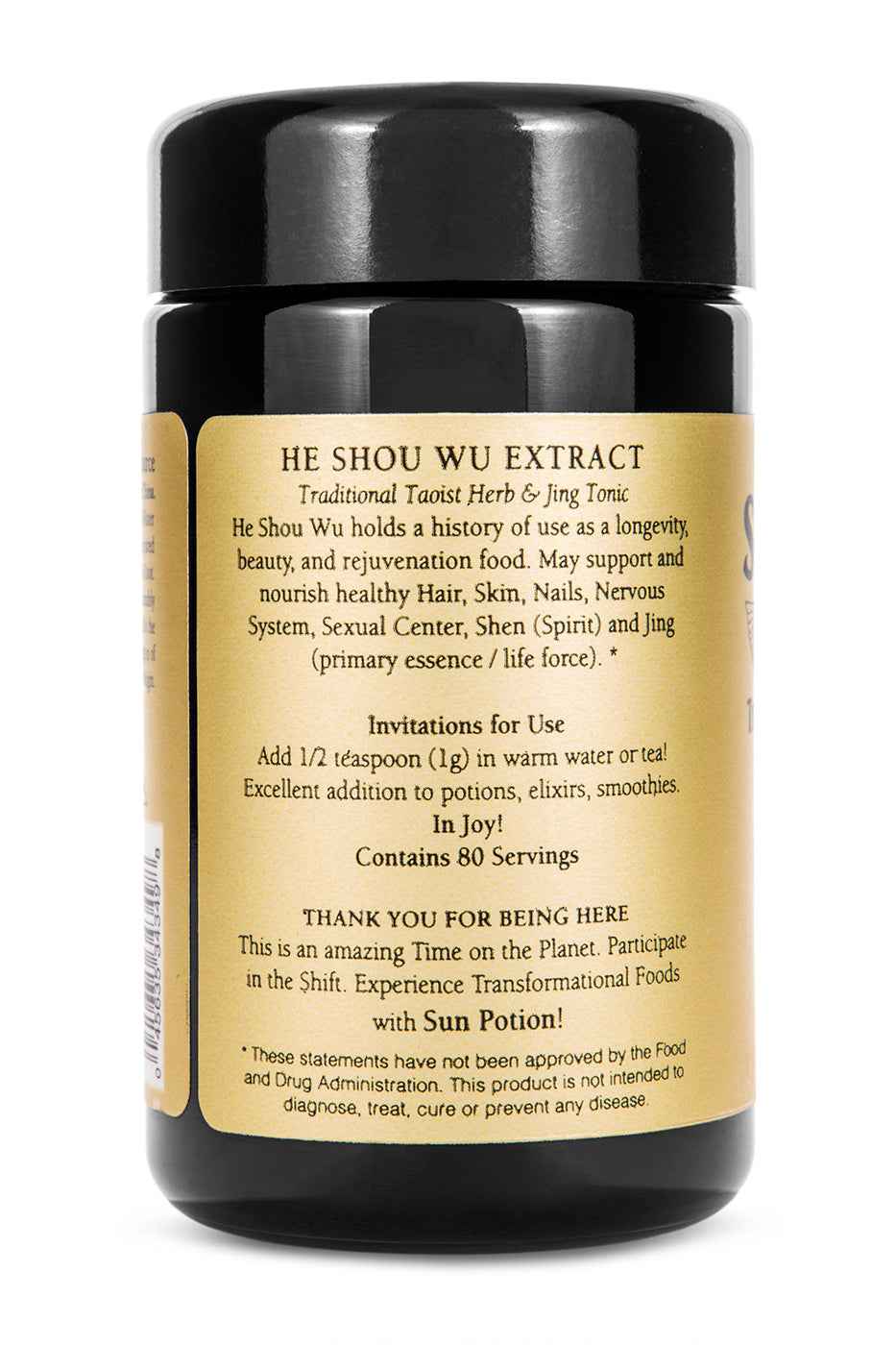 Sun Potion Adaptogen 80g Jar He Shou Wu (Wildcrafted)