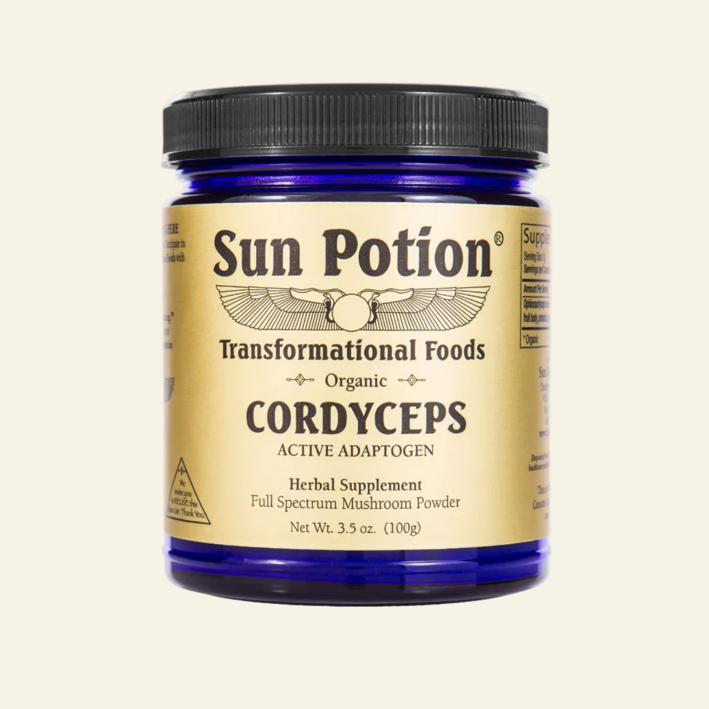 Sun Potion Adaptogen 100g Jar Cordyceps Mushroom Powder (Organic)
