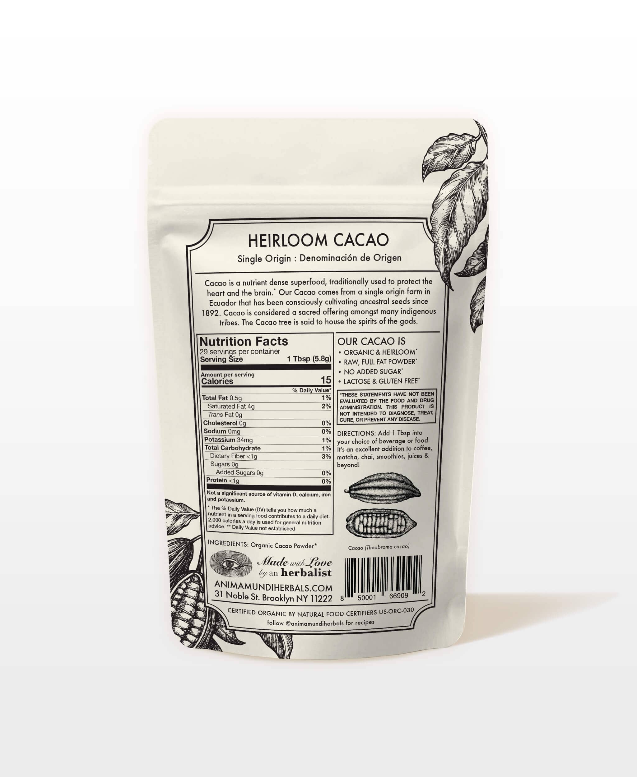 Anima Mundi Cacao HEIRLOOM CACAO Powder | Organic Ancestral Seeds
