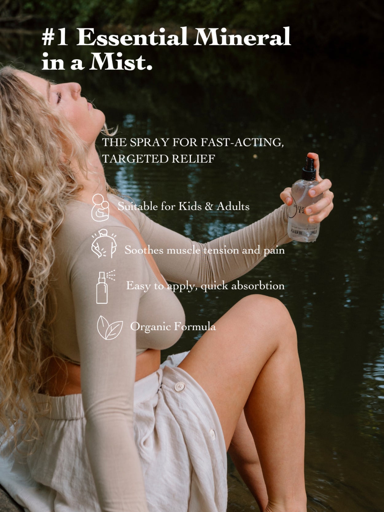 Benefits of magnesium mist- soothes muscles and pain, improves sleep, regulates pms