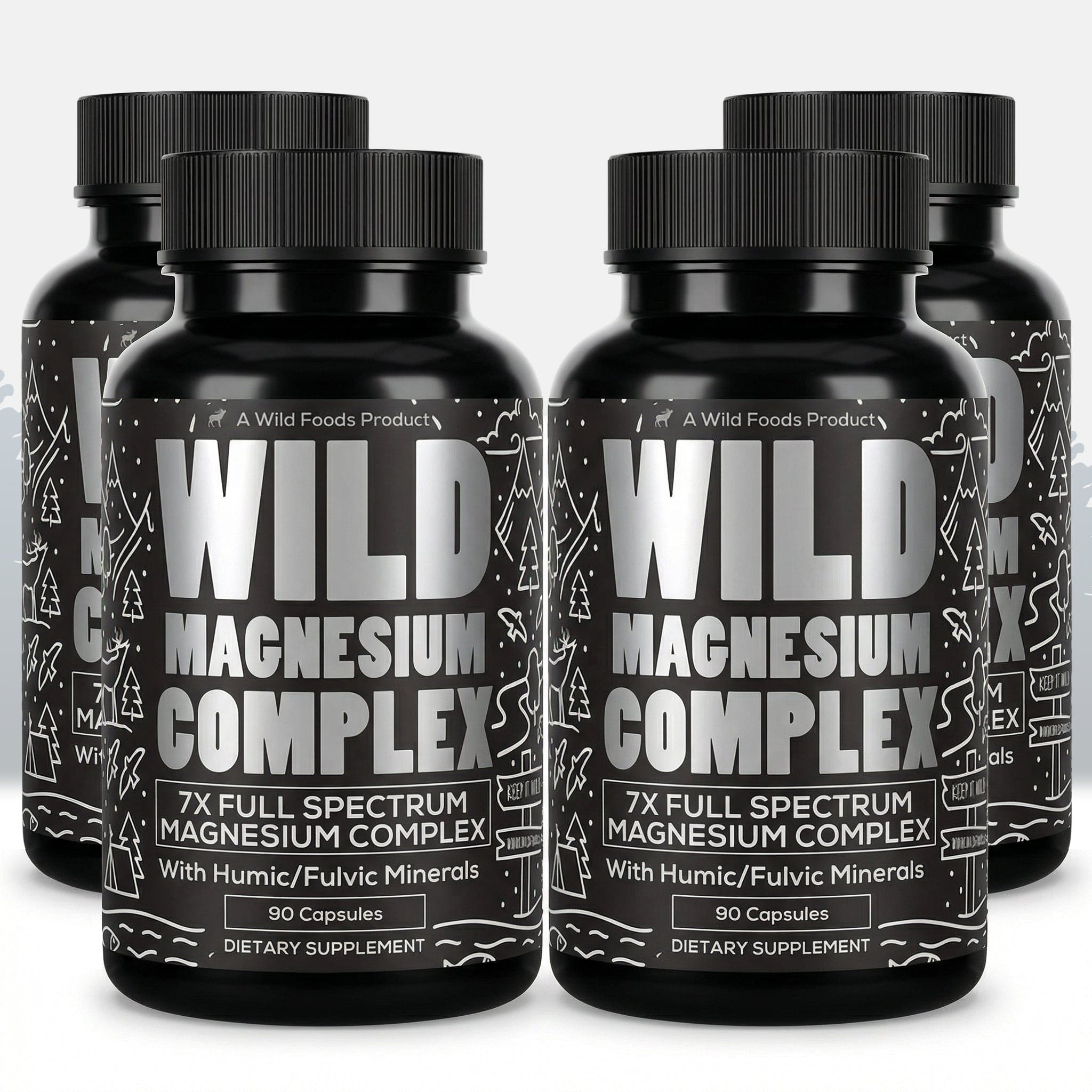 Wild Foods Supplements 4x - 360 caps (4 Months Supply) Magnesium Complex | 7-in-1 Complete Spectrum Formula